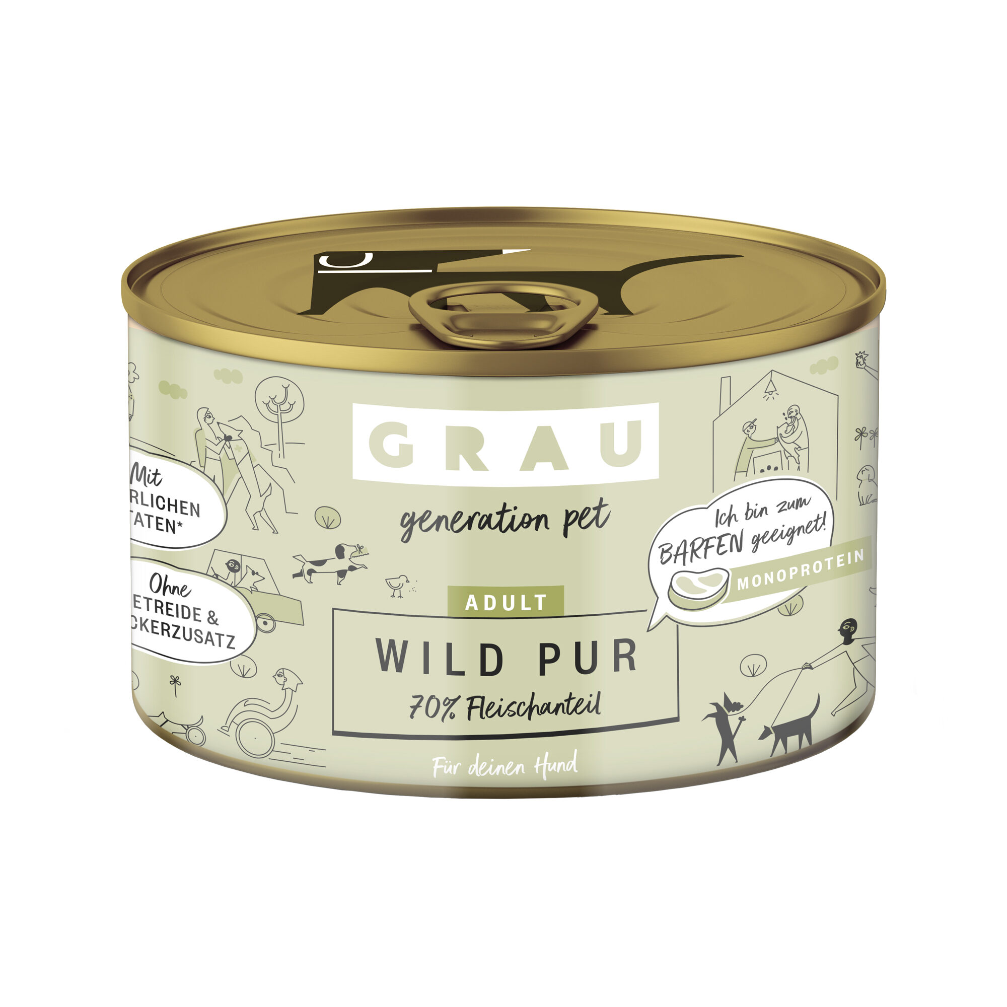 Grau Excellence Adult Puur Hondenvoer - Wild - Tin -  6 x 200g