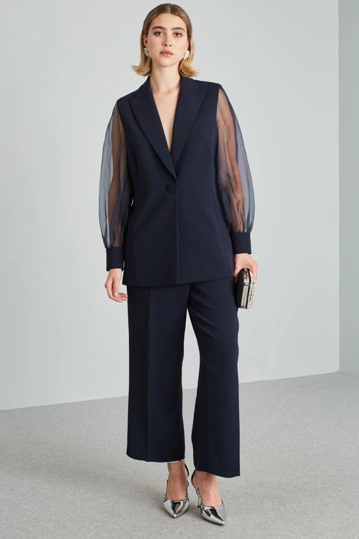 Blazer with organza sleeves - NIGHT BLUE