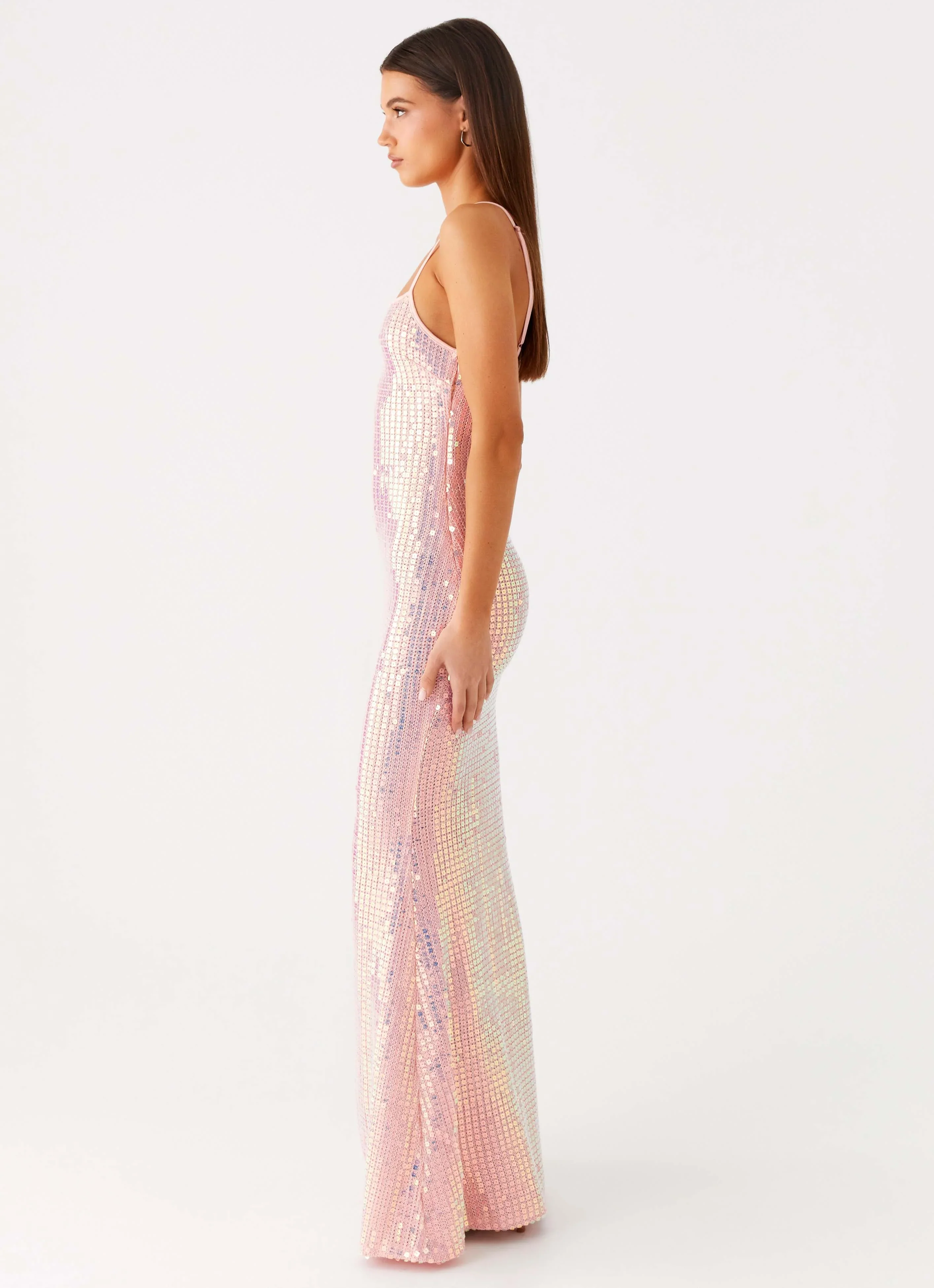 Attitude Knit Sequin Maxi Dress - Iridescent Pink