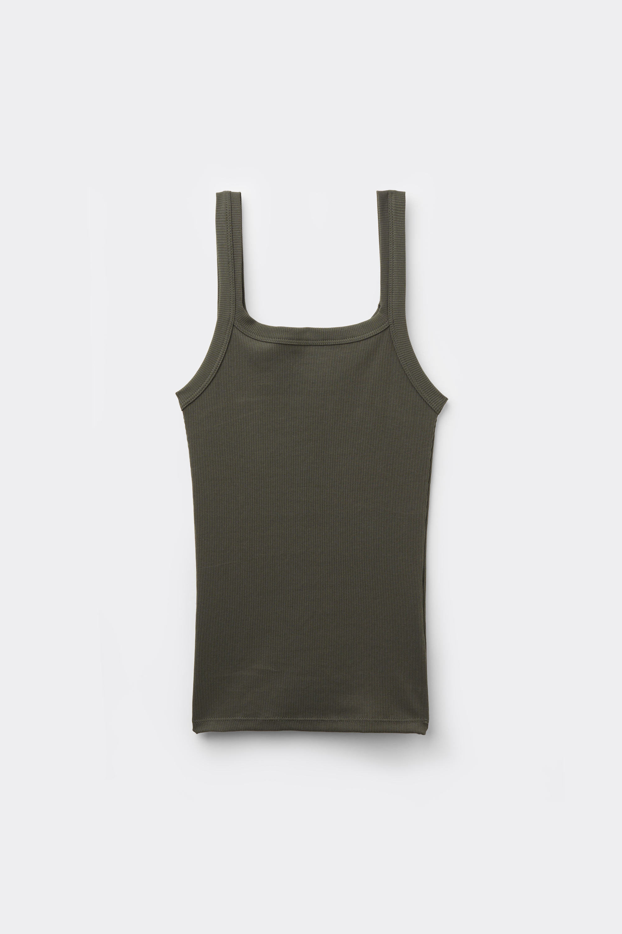 Square Neck Ribbed Cotton Camisole