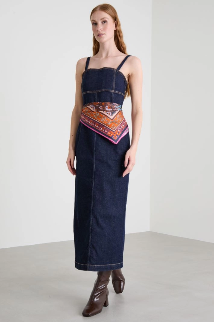 Silk twill scarf - ORANGE