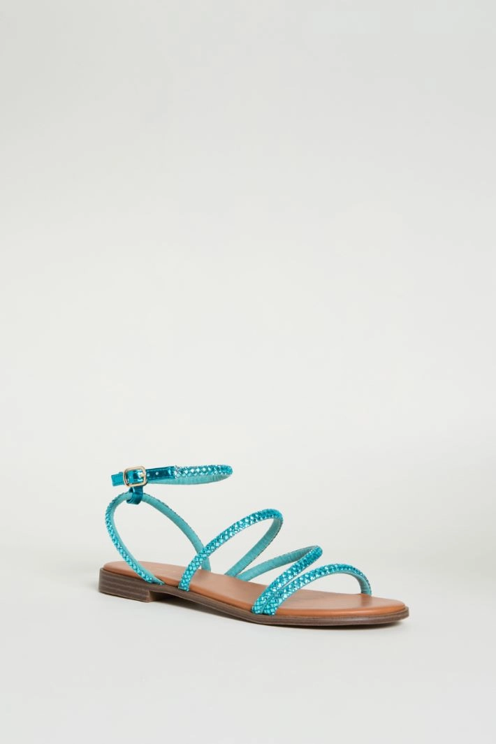 Rhinestone-embellished strappy sandals - LIGHT BLUE