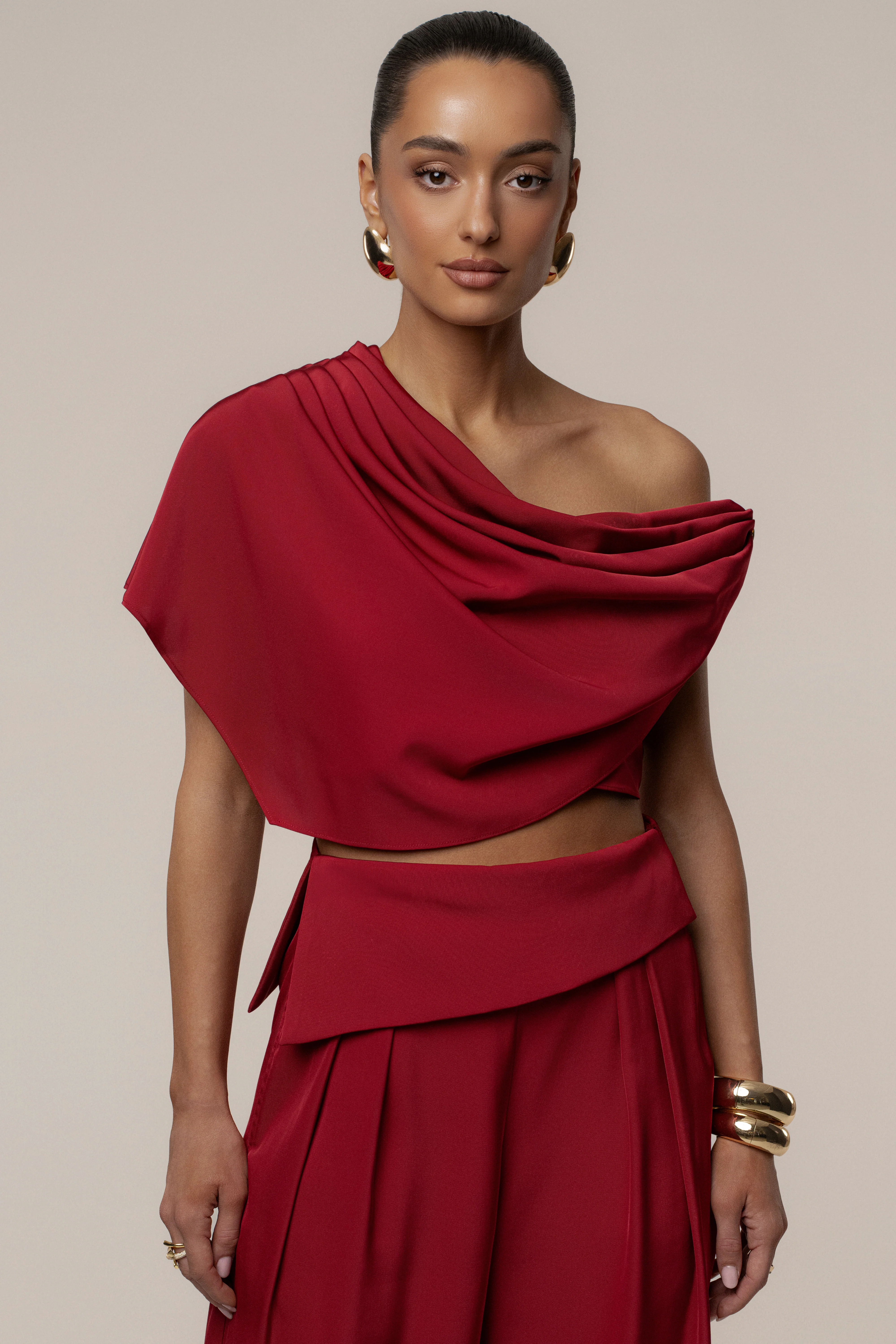 Red Gleam and Glow Satin Top