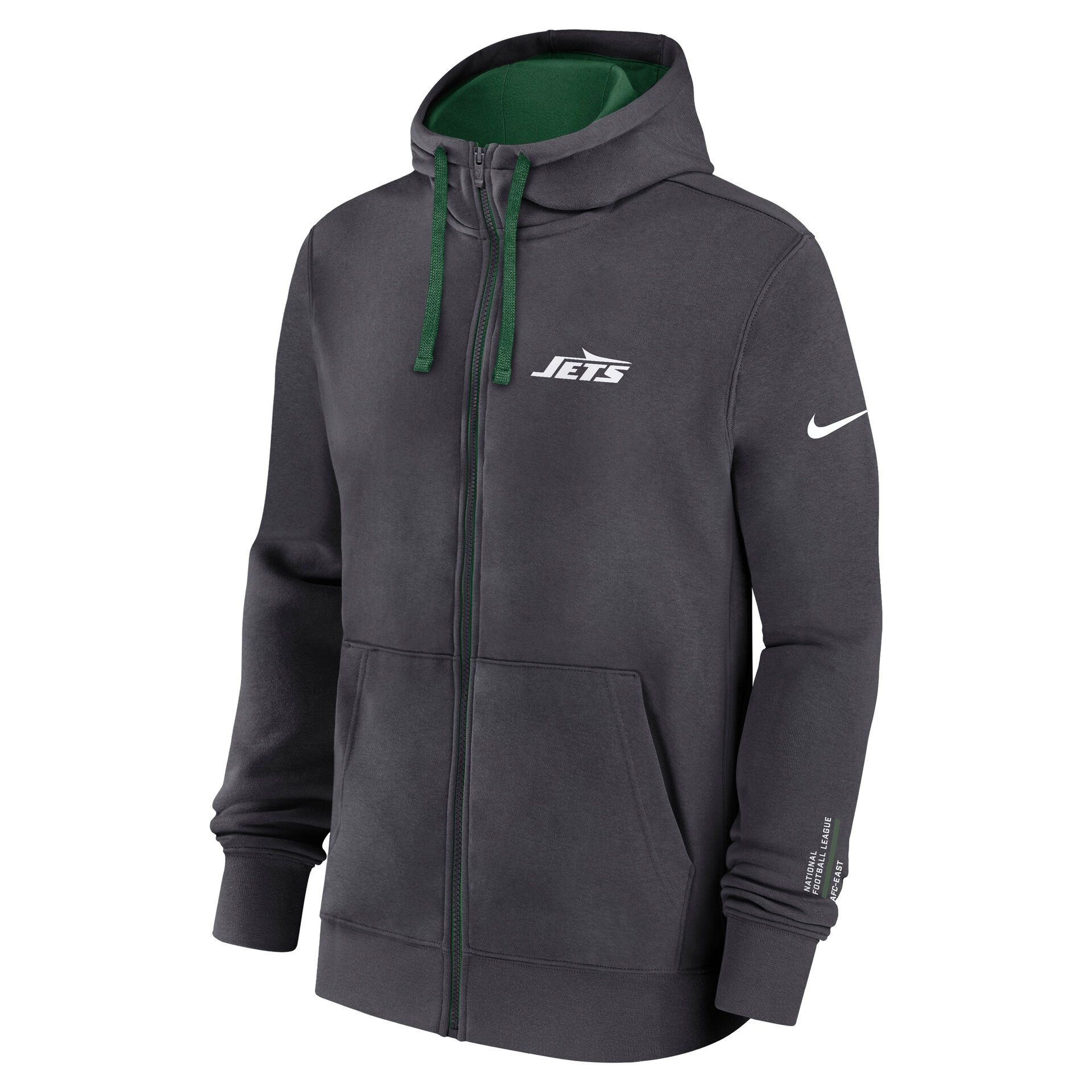 New York Jets Playbook NFL Full-Zip Fleece Hoodie Anthracite