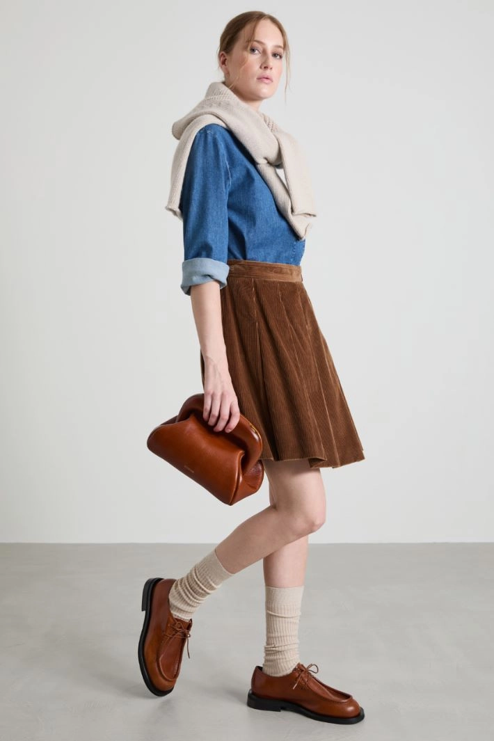 Pleated velvet mini skirt - HAZEL