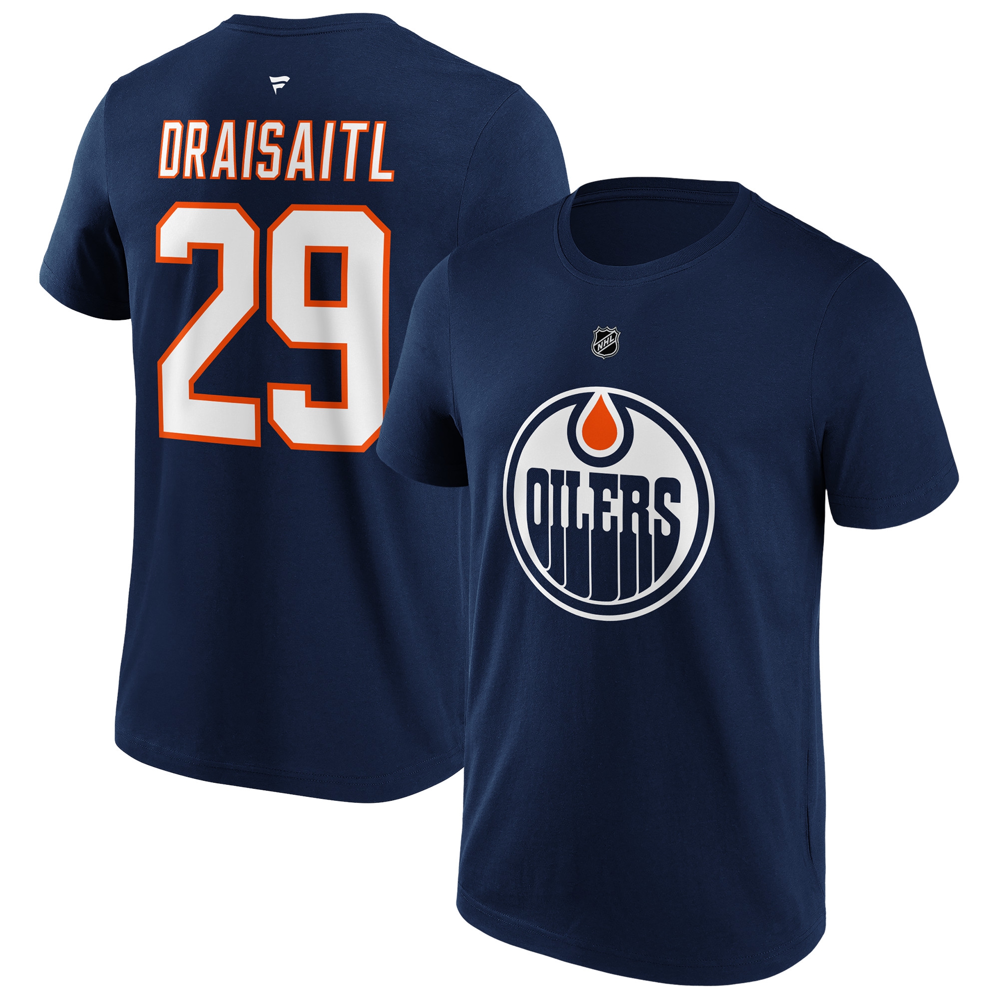 Leon Draisaitl #29 Edmonton Oilers Iconic Player NHL T-Shirt Navy