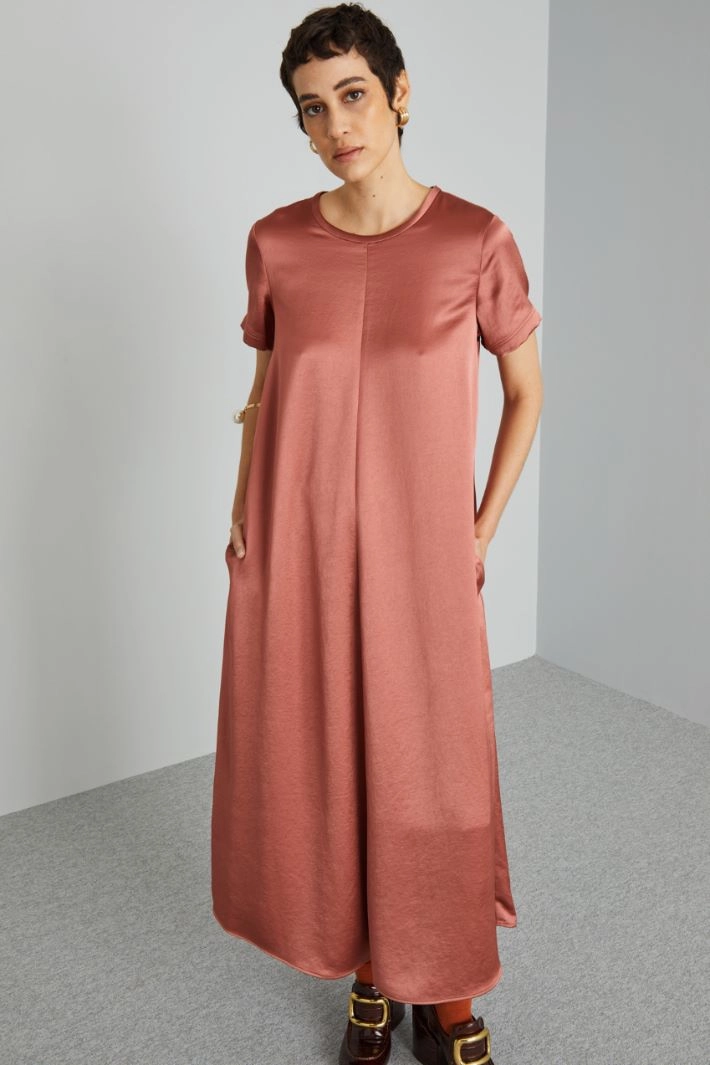 Long short-sleeved dress - ANTIQUE PINK