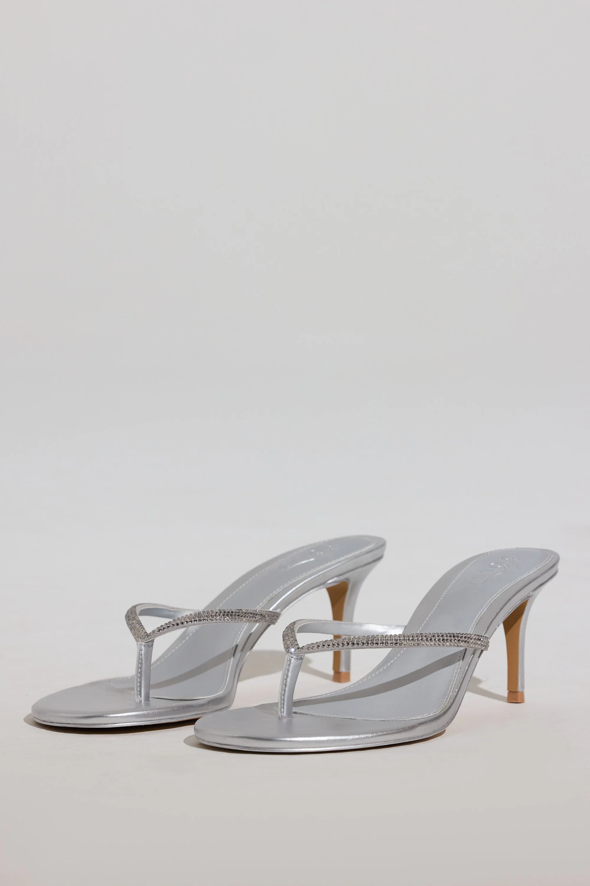 Heeled Sandal  in Silver