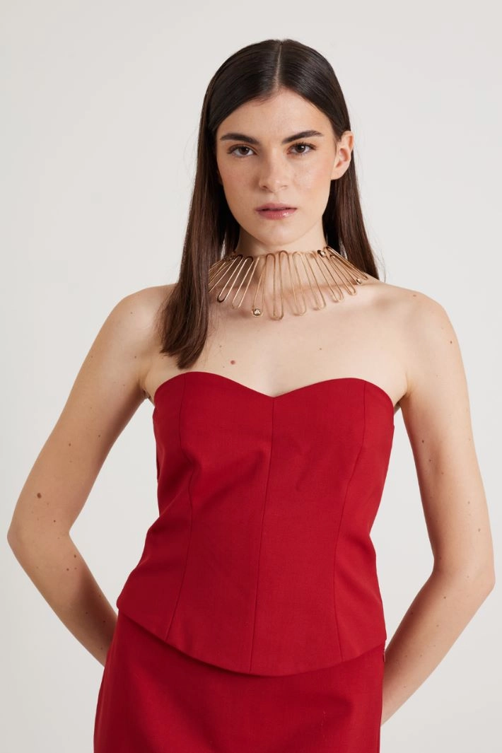 Gabardine corset - DARK RED