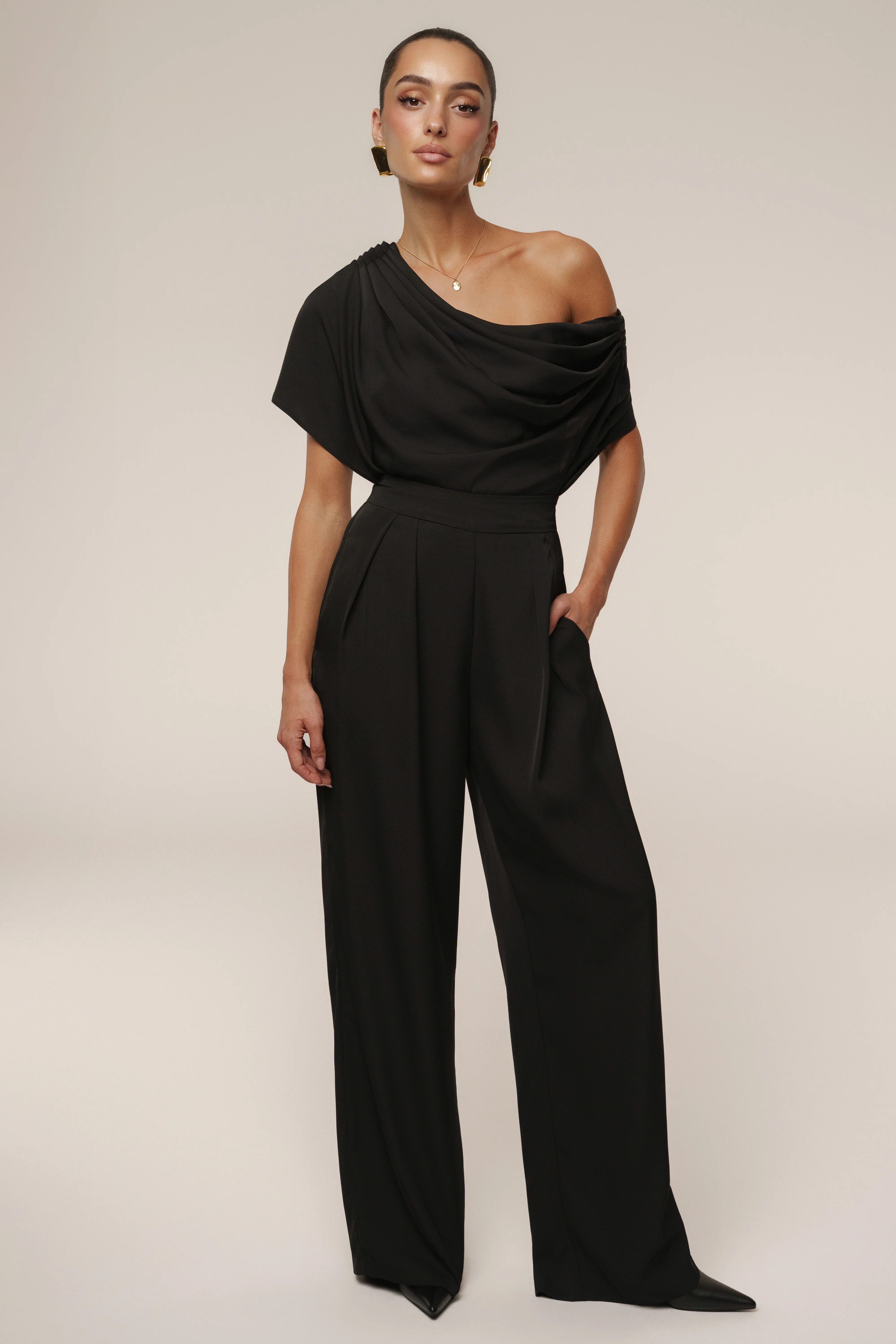 Black Gleam and Glow Satin Top
