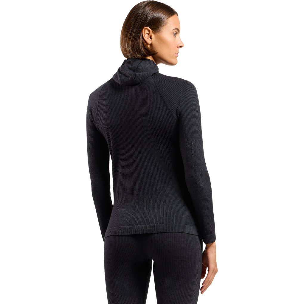 Odlo Seamless Performance Wool Base Layer Top with Facemask Women - black