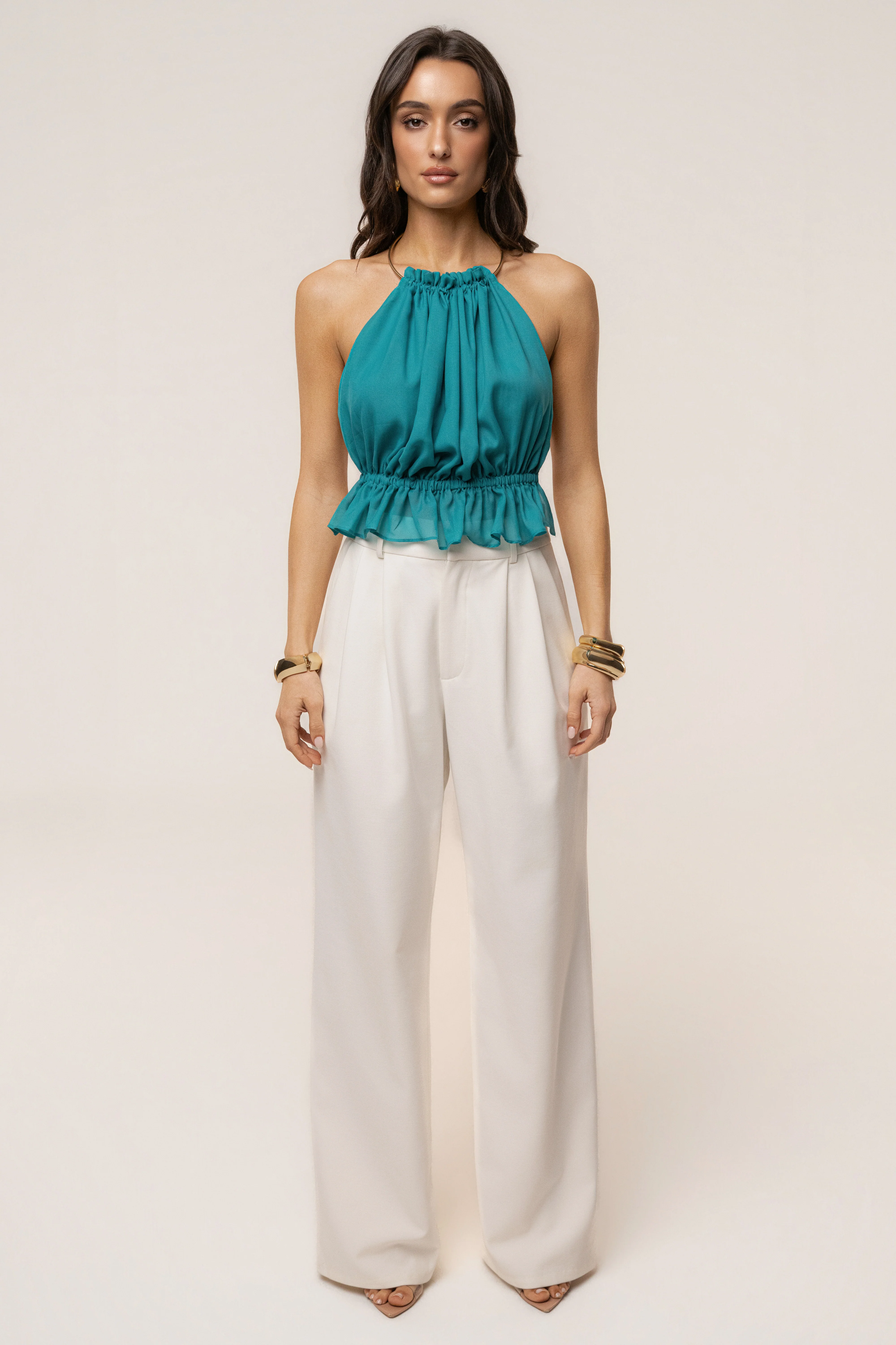 Aqua Moonlit Coast Halter Top