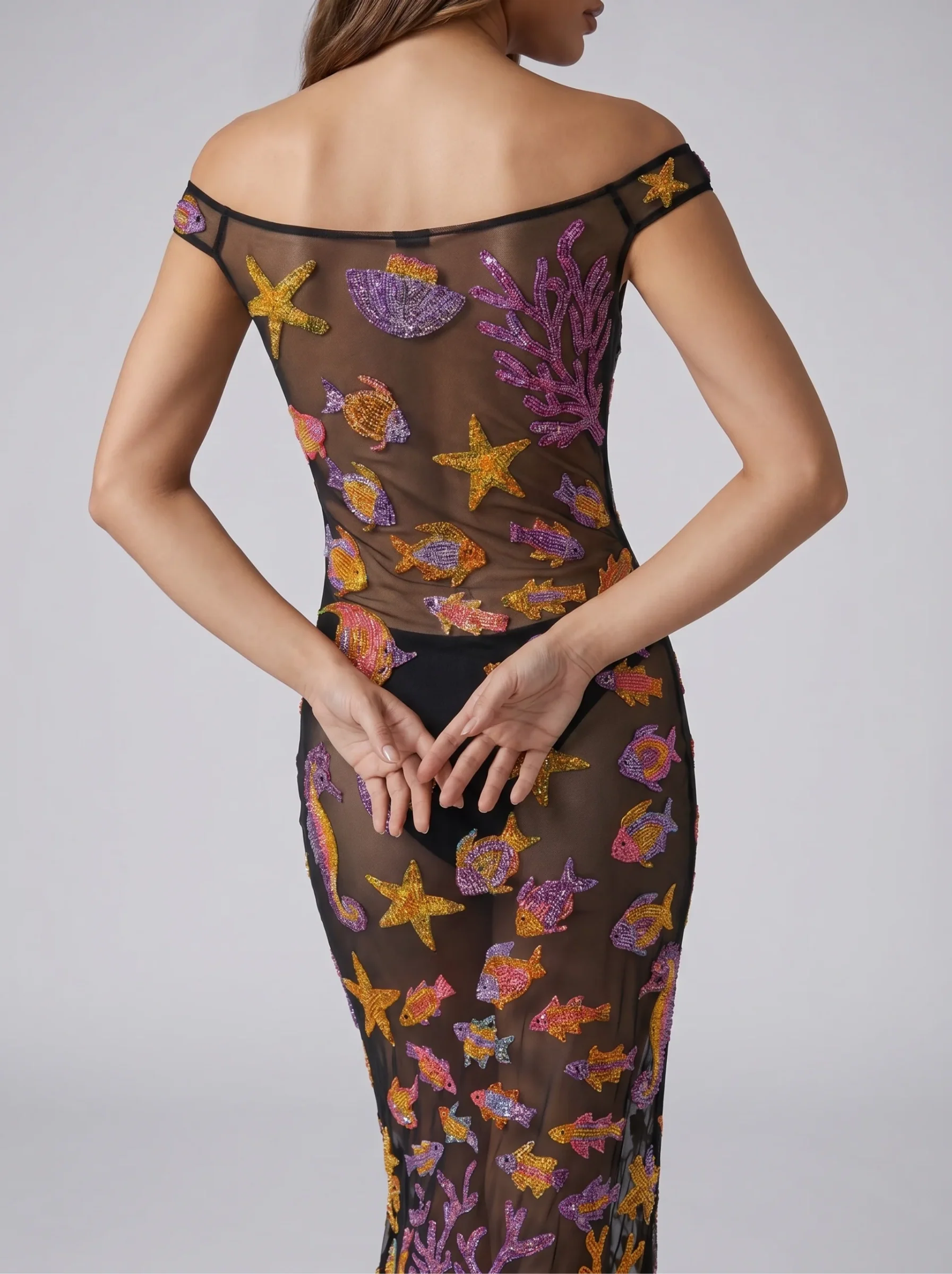 Coraline Black Sheer Maxi Dress