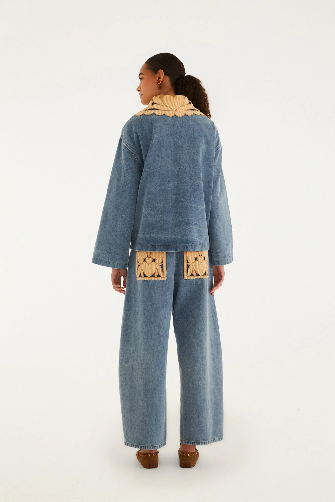 Blue Denim Richelieu Wide-Leg Pants