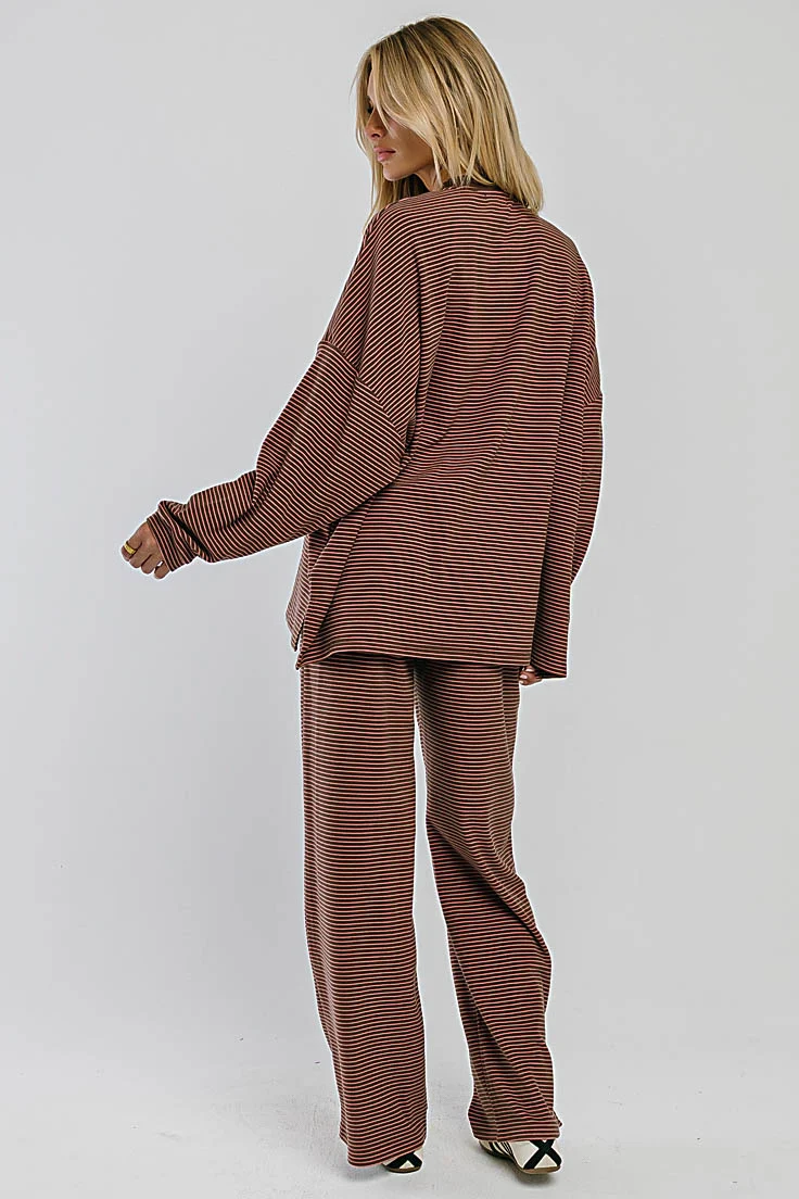 Shelby Striped Pants in Brown