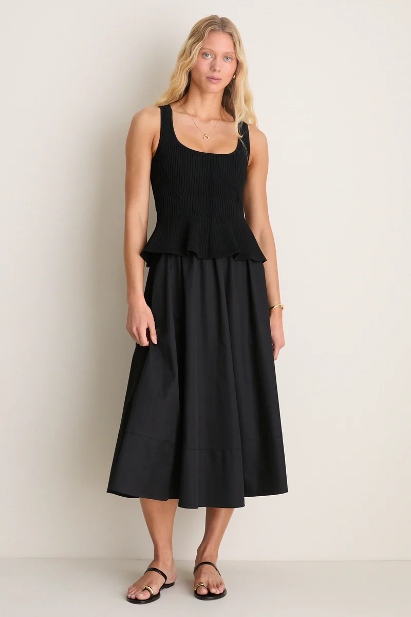 Black Peplum Cara Dress