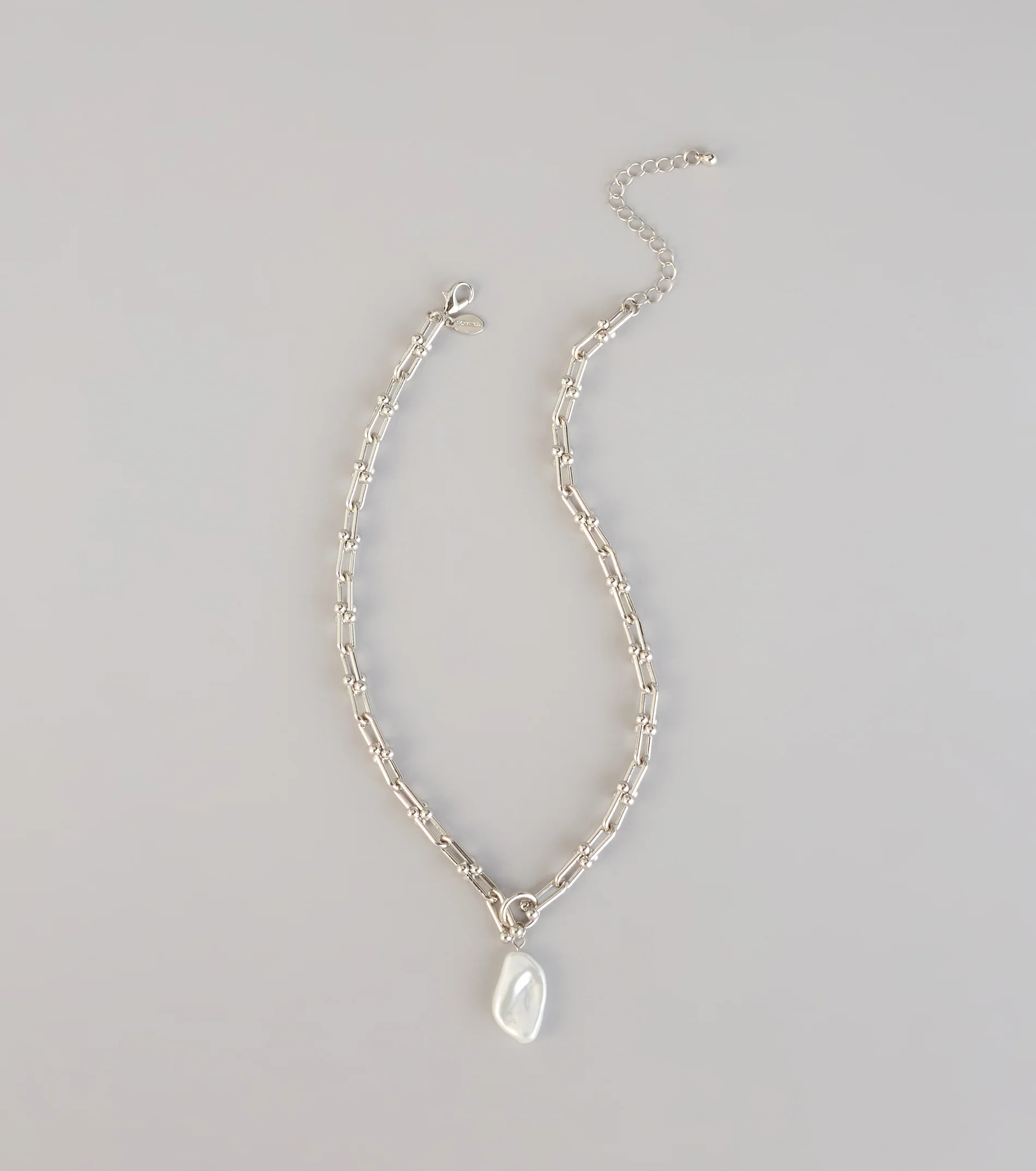 Soft Glam Statement Pearl Charm Chain Necklace