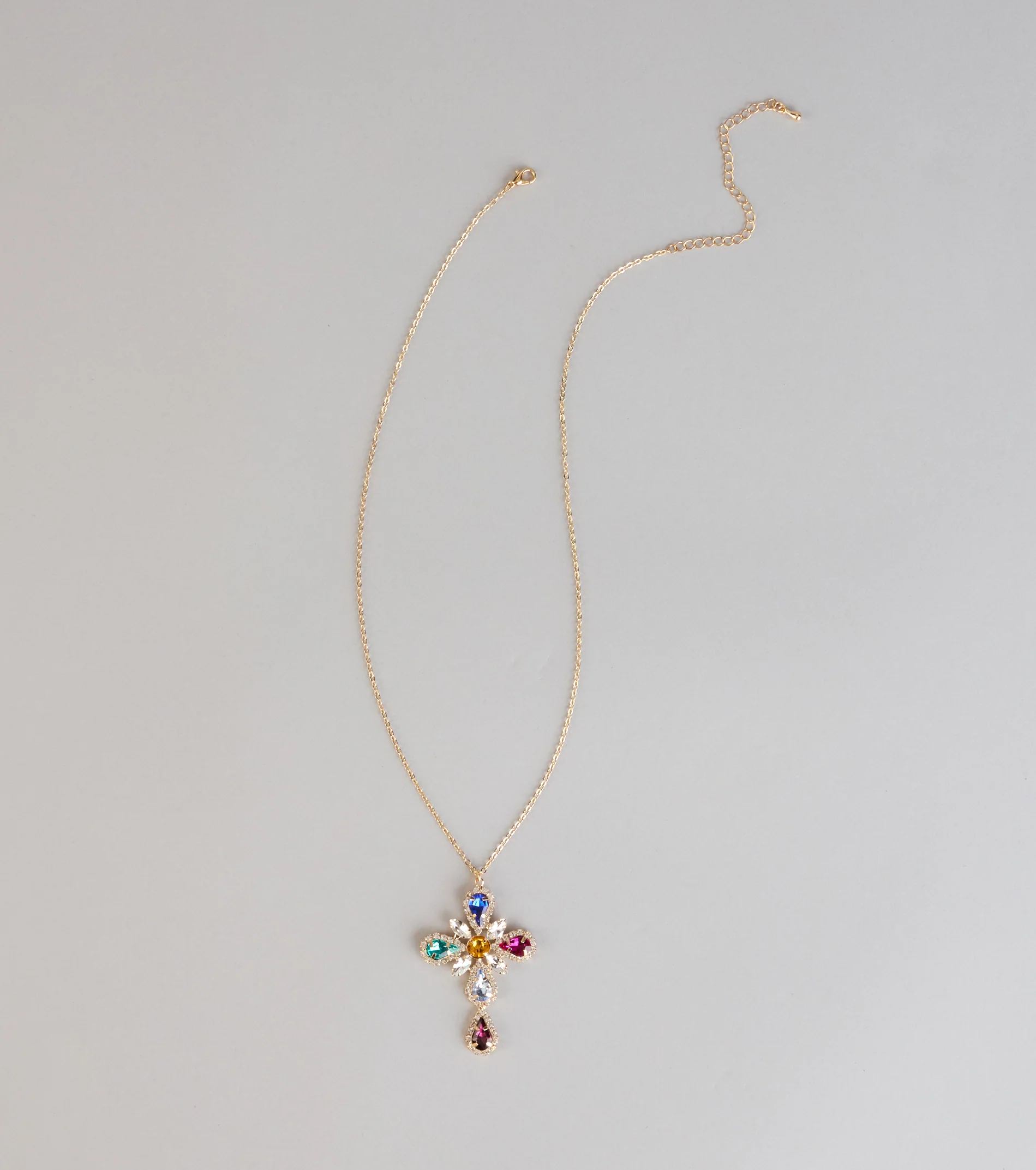 Extra In Every Way Gemstone Cross Necklace