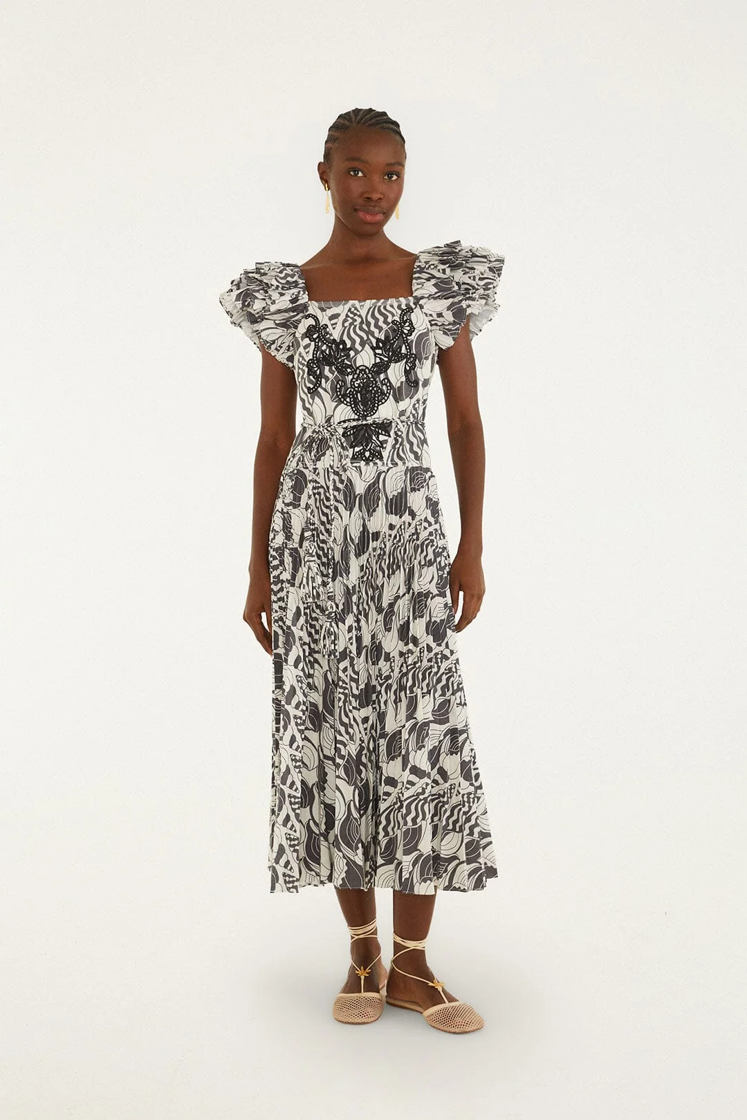 Sand Seashell Serenade Pleated Maxi Dress