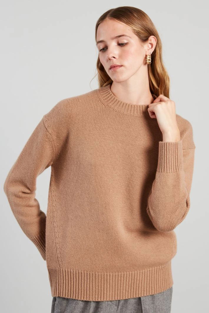 Crew.neck wool-blend sweater - CAMEL