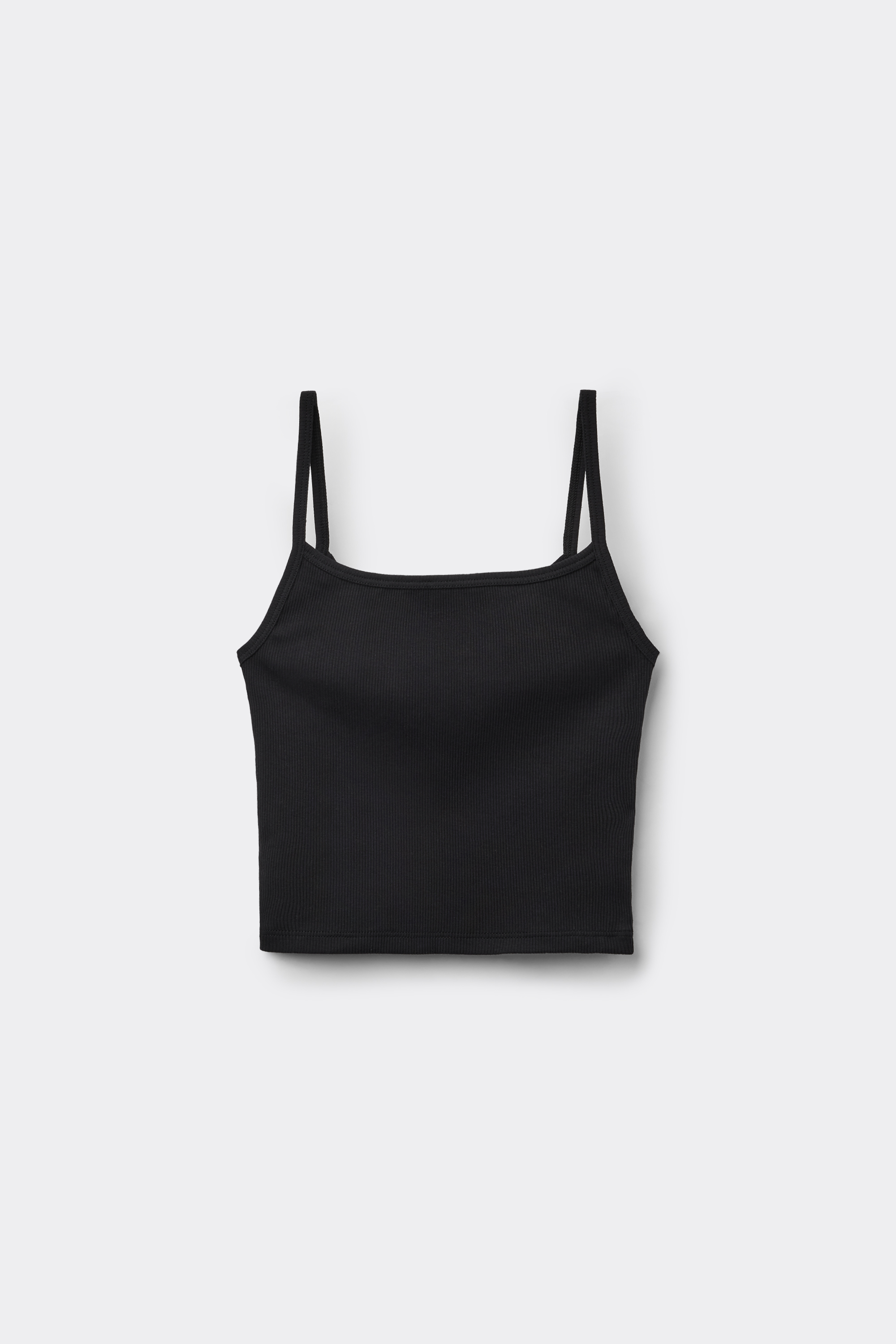 Ribbed Cotton Crop Top with Thin Straps