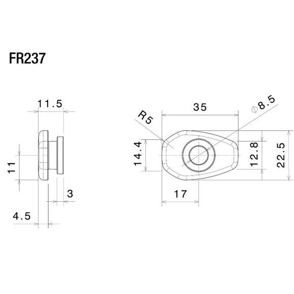 Support Clignotant Rizoma avant ou Arrière (selon modèle) - NoirRef : RZ0673 / FR237B