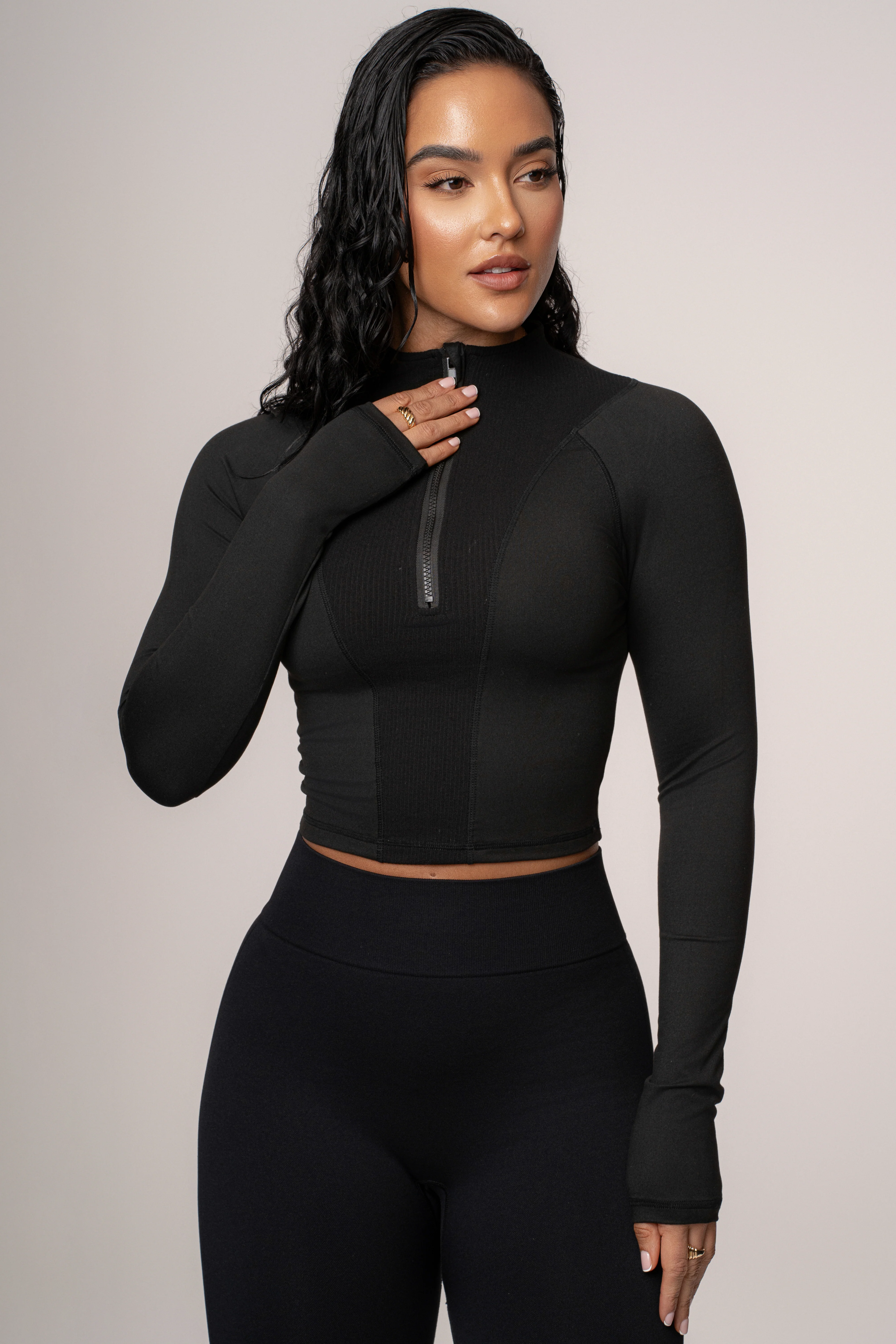 Black Momentum Ribbed Top