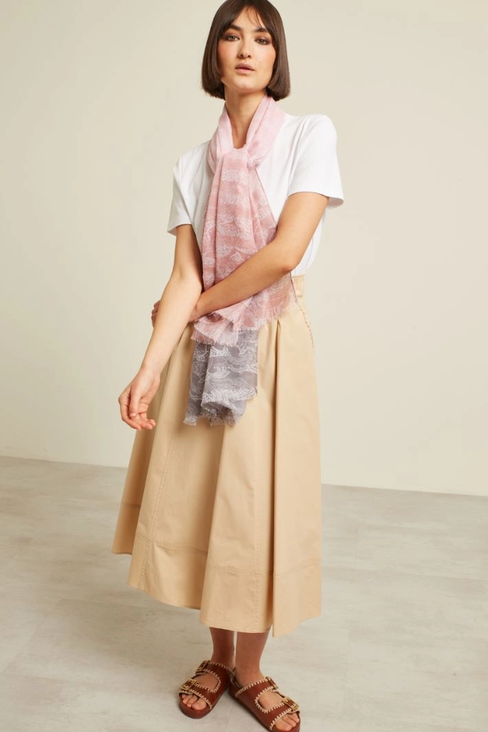 Two-tone patterned stole - PINK GREY