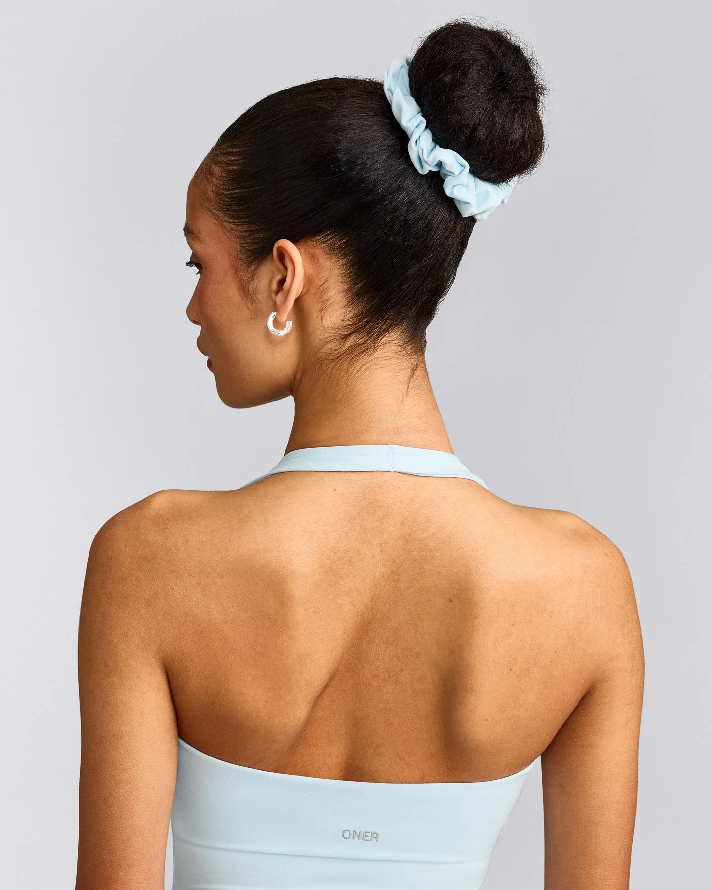 SoftMotion™ Scrunchie with Grey Logo | Cloud Blue