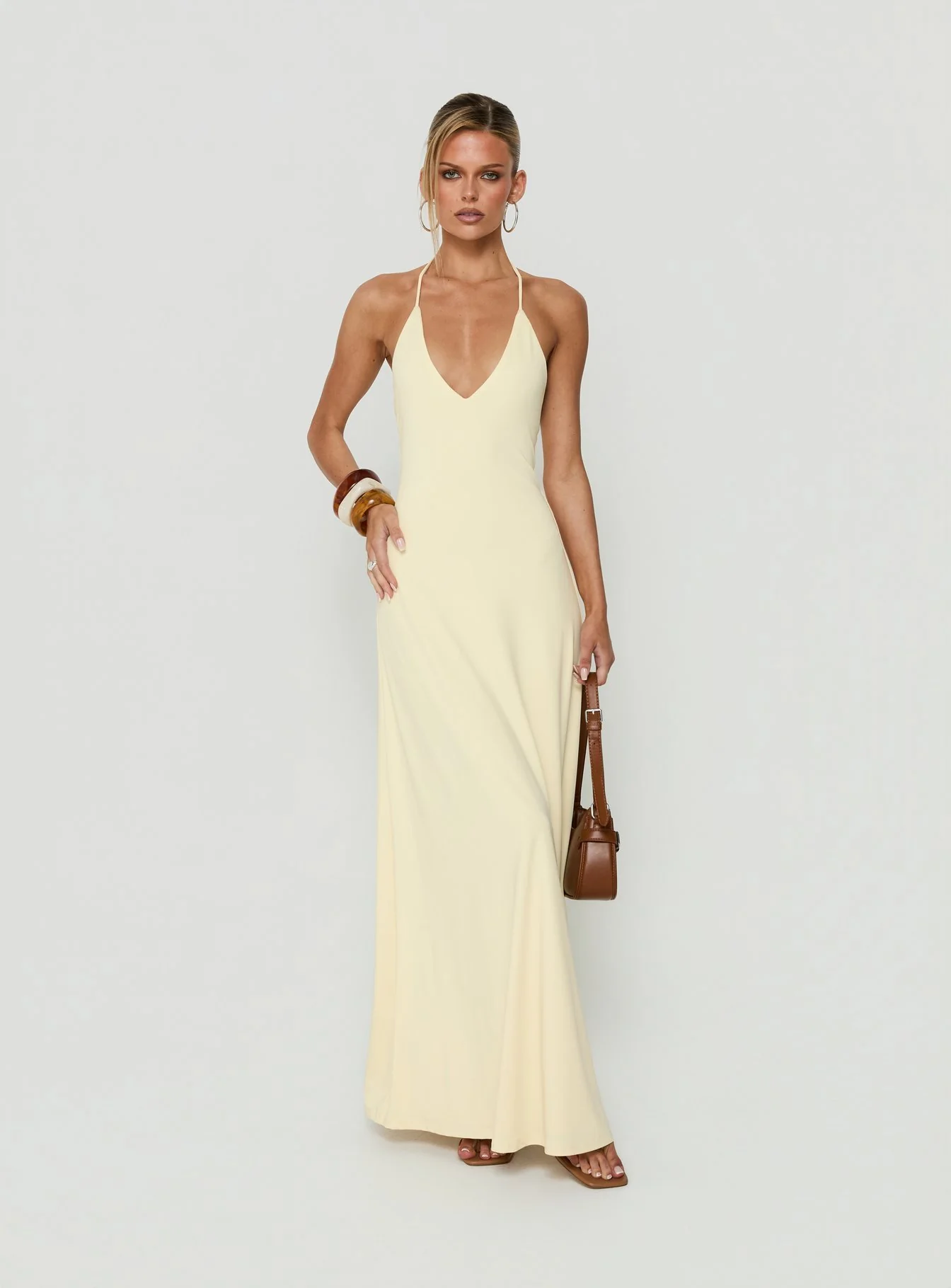 Palmas Halter Maxi Dress Butter Yellow