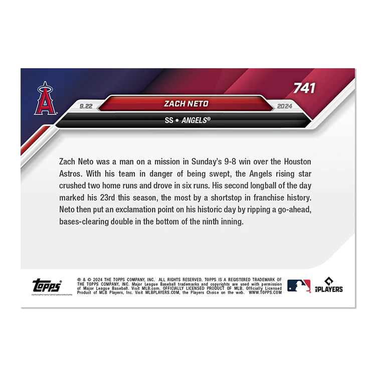 Zach Neto - 2024 MLB TOPPS NOW® Card 741
