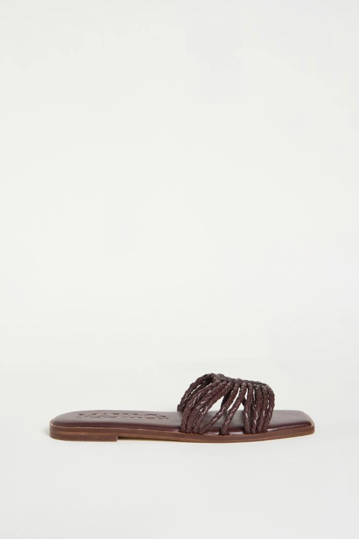 Woven nappa sandals - DARK BROWN