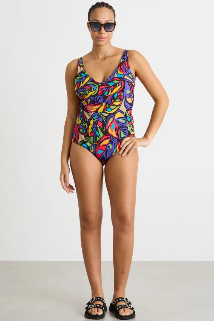 Printed one-piece swimsuit - VIOLET RED YELLOW