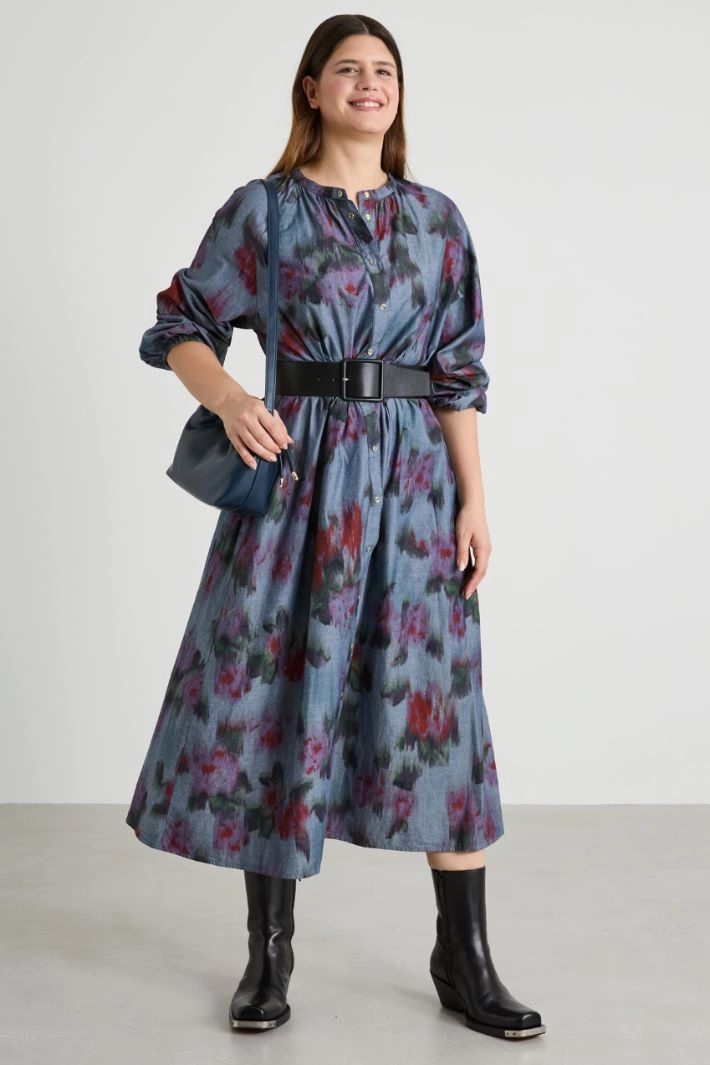 Long chambray dress - BLUE