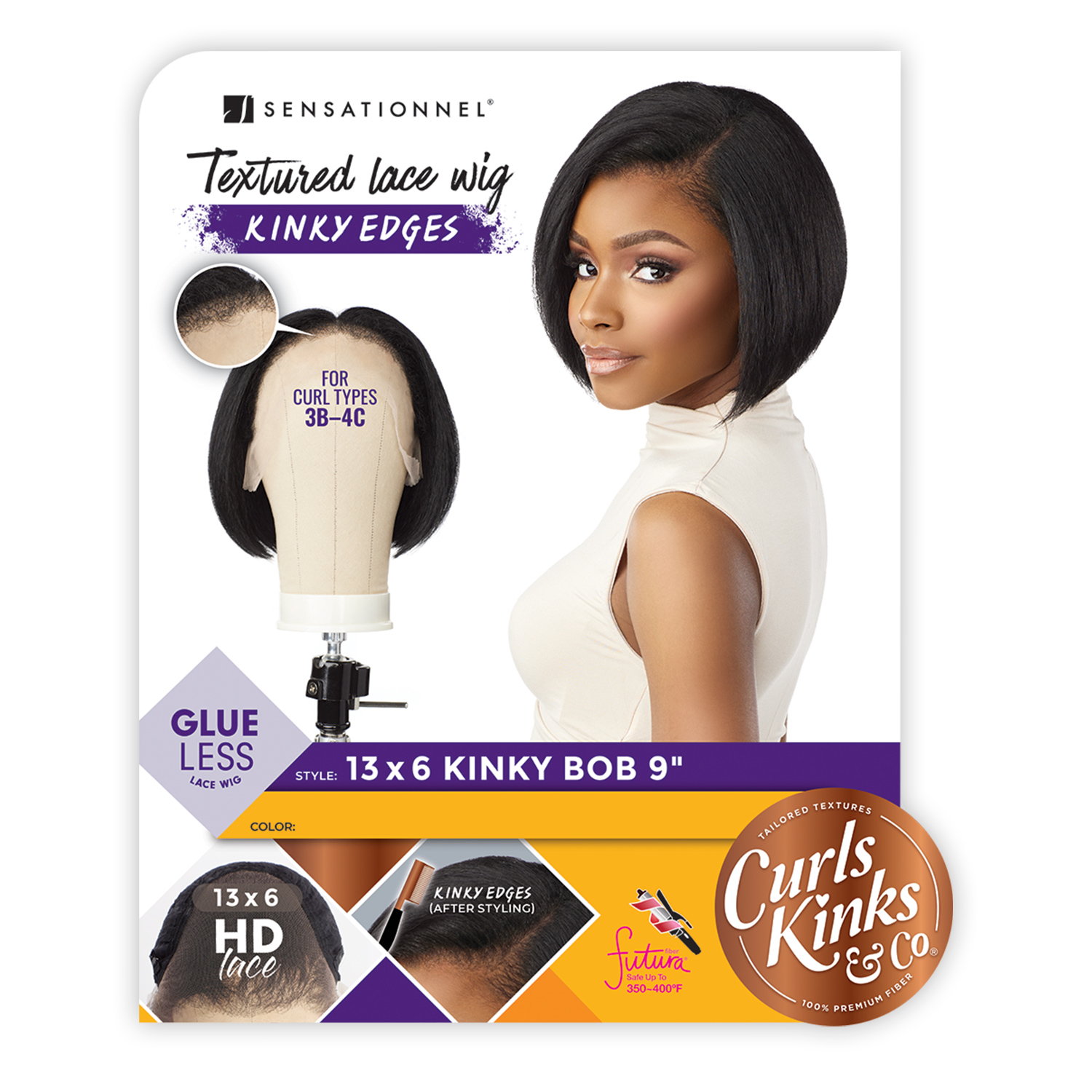 Sensationnel HD Lace Front Wig Curls Kinks N Co Glueless Kinky Edges 13X6 Kinky Bob 9