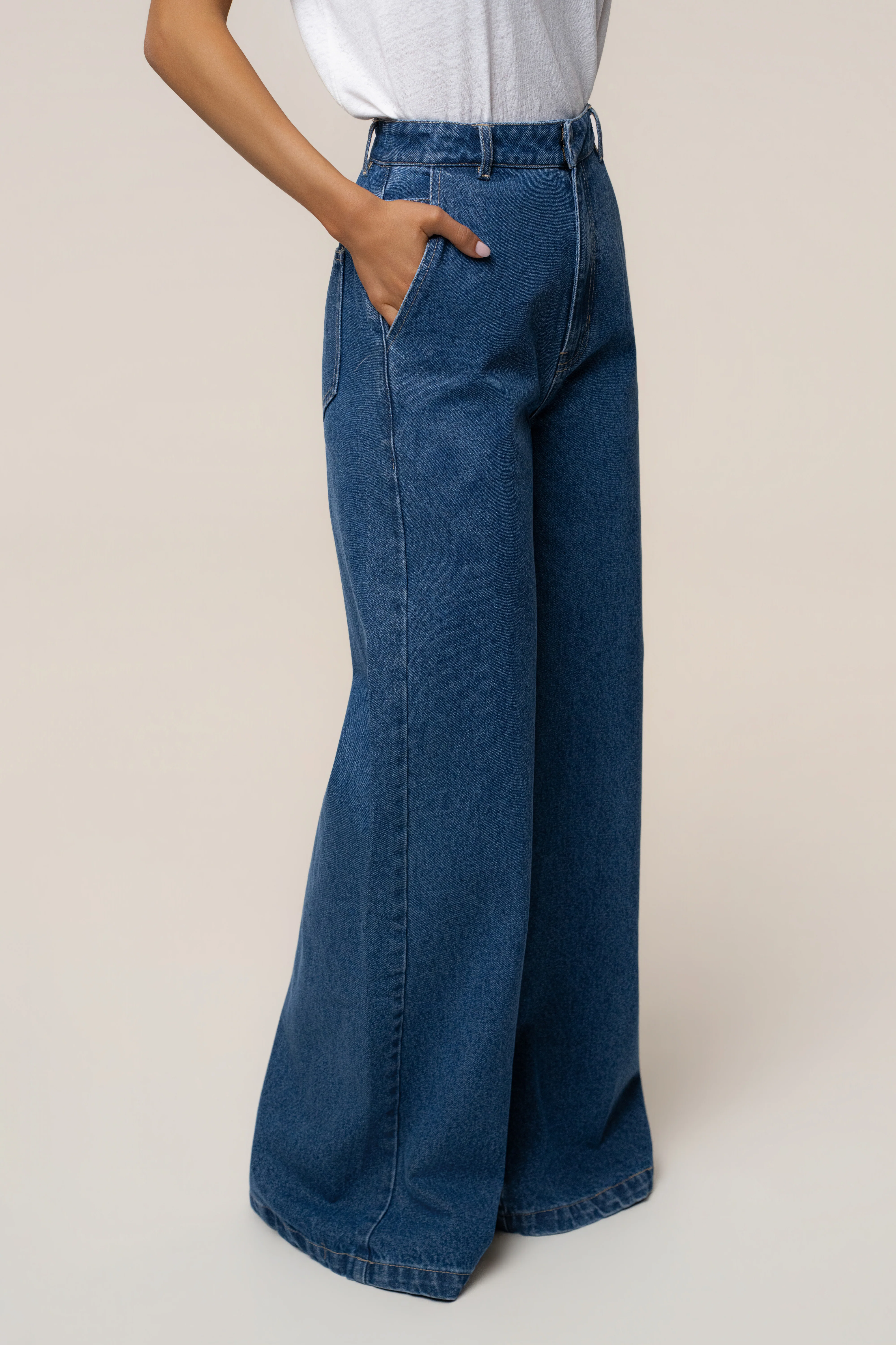 Medium Wash Wide Leg Denim Jean