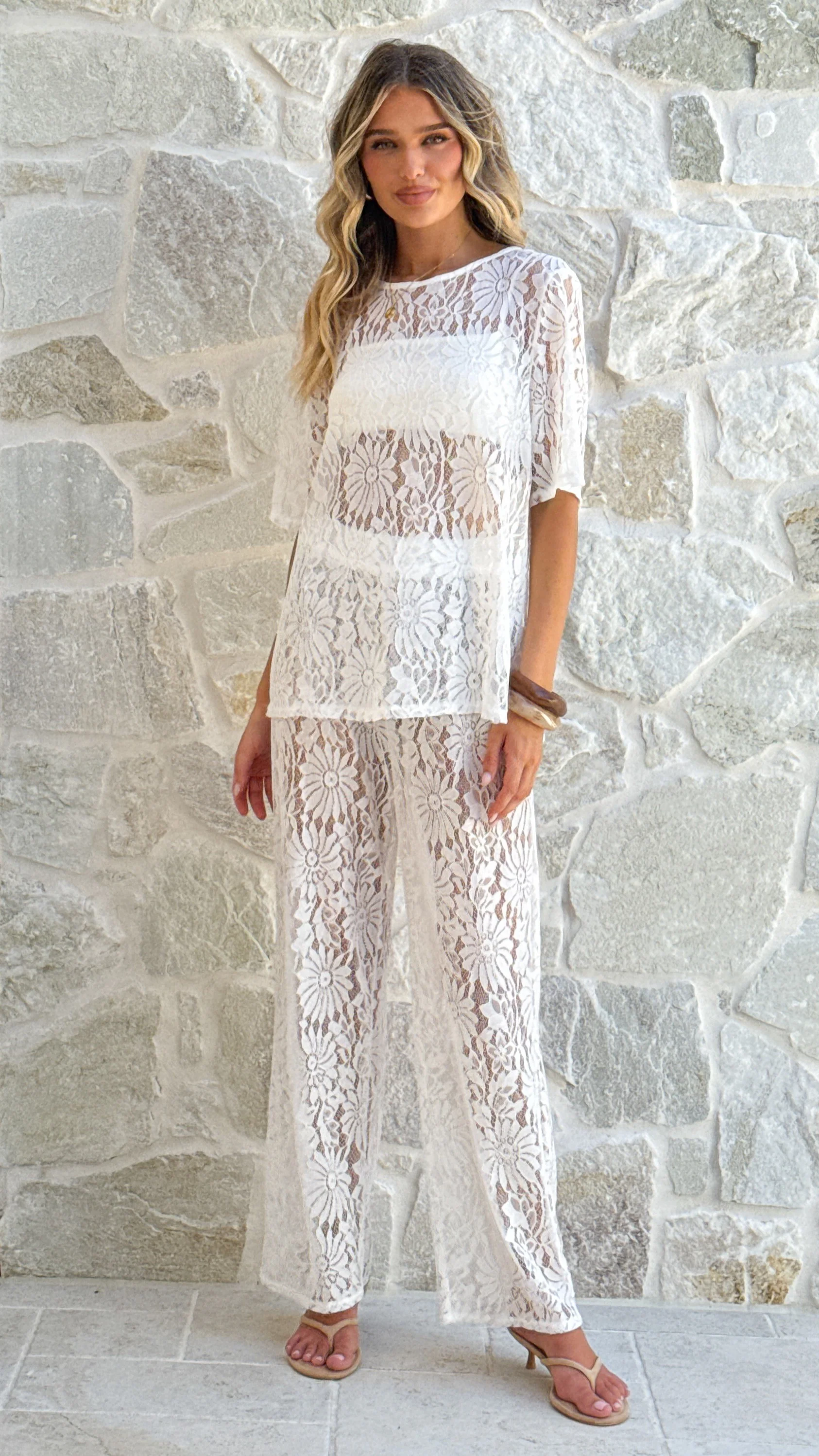 Santana Lace Pants - White