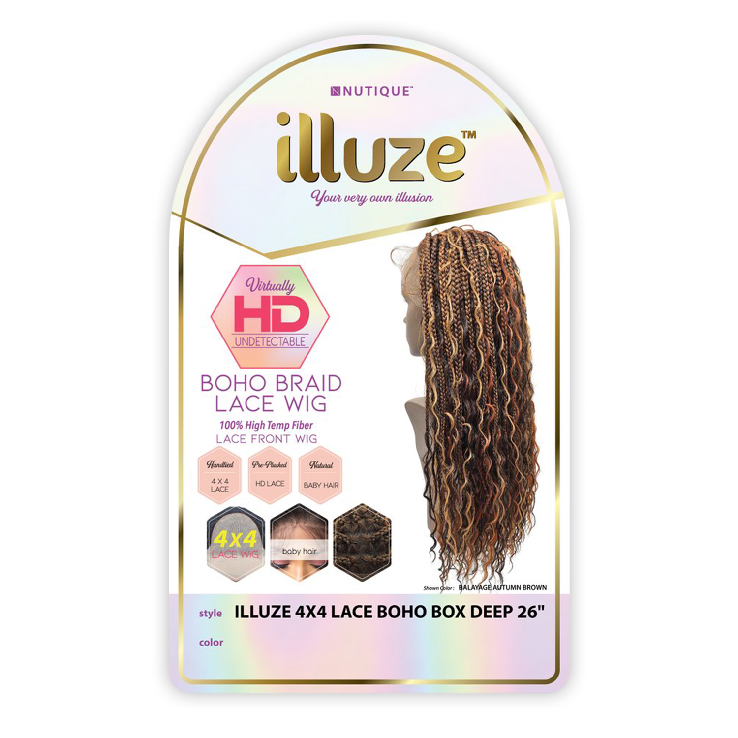 Nutique HD Braided Lace Front Wig Glueless Illuze 4X4 Lace Boho Box Deep 26