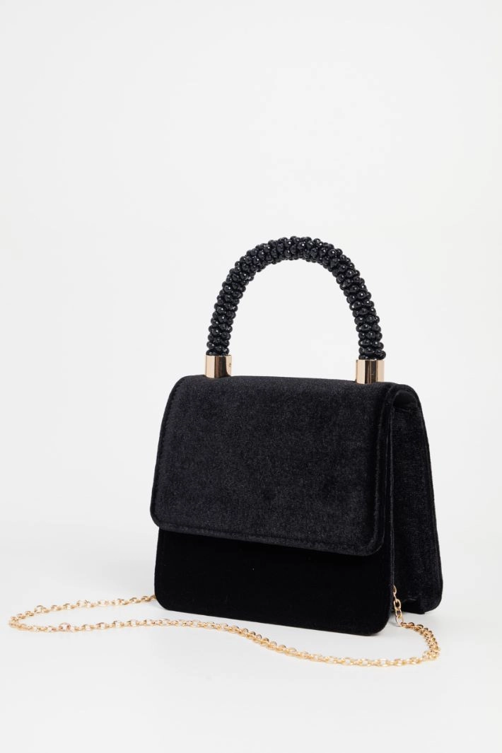 Bag with rhinestone handle - BLACK