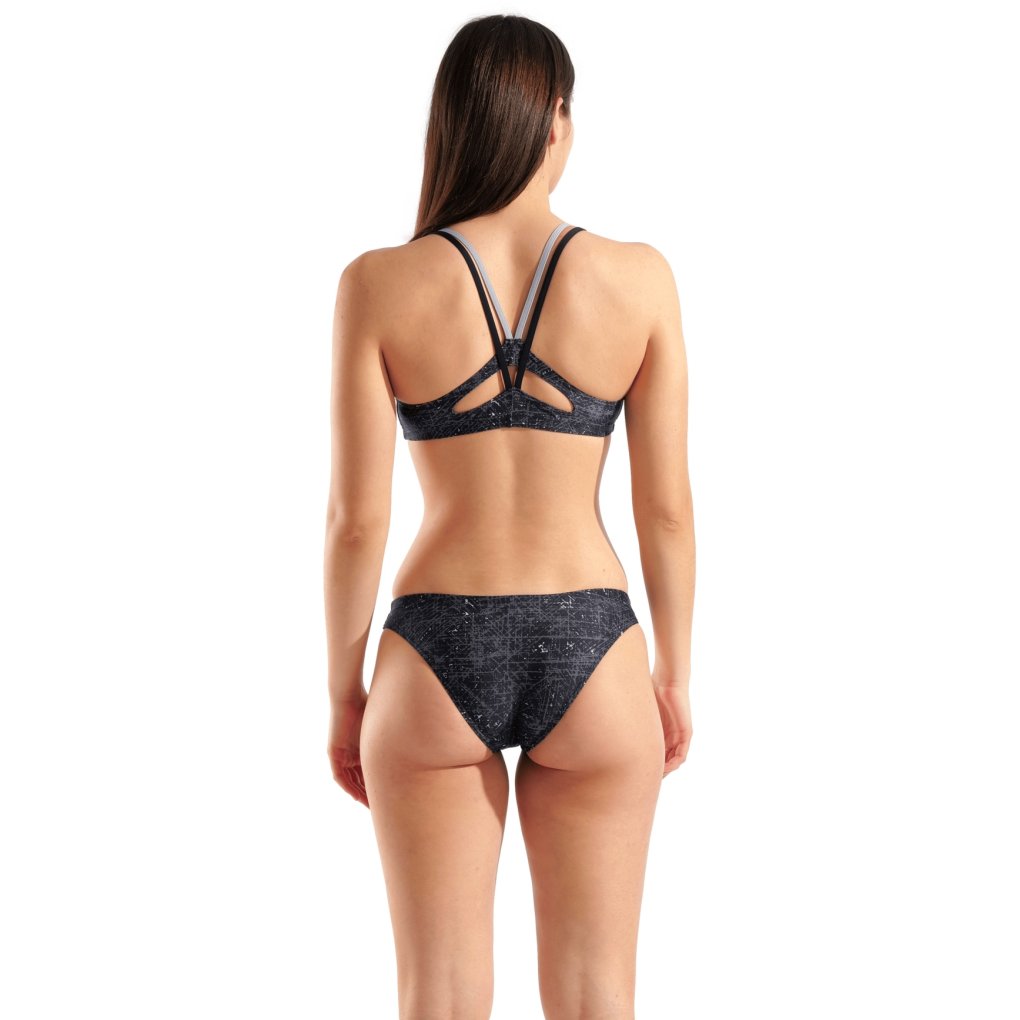 arena Performance Ribbed Bandeau Bikini Women - Multi Black-Black-Sea Foam