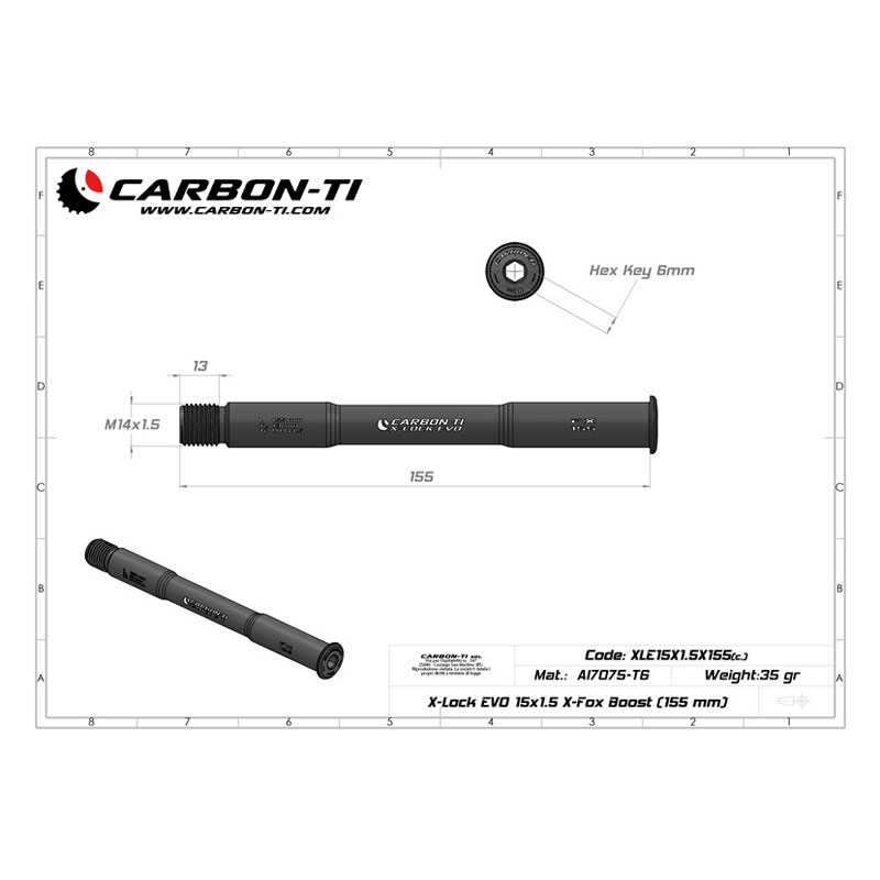 Carbon-Ti X-Lock EVO Thru Axle - 15x110mm Boost - X-Fox - M14x1.5mm - Length 155mm - gold