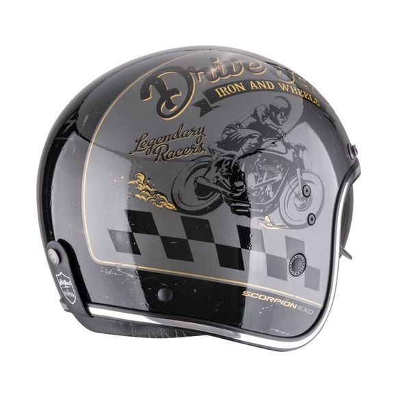 Scorpion Exo BELFAST EVO Jet Helmet - DRIVE FAST - Grey / BlackRef: SC1164