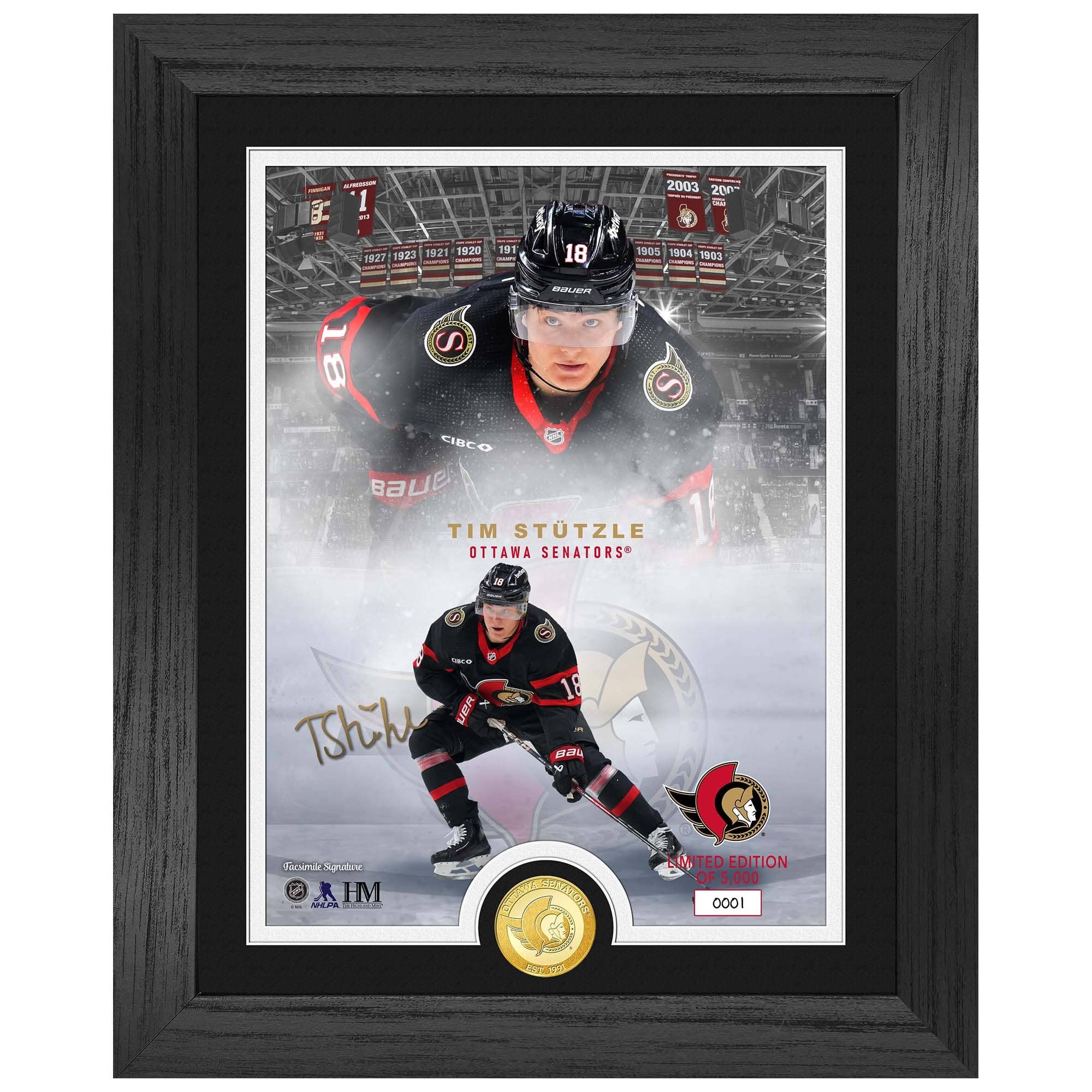 Tim Stützle Ottawa Senators Bronze Coin Framed NHL Photo