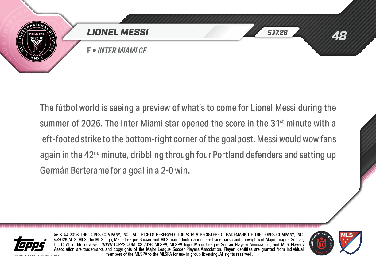 Lionel Messi - 2026 MLS Topps NOW® - Card 48