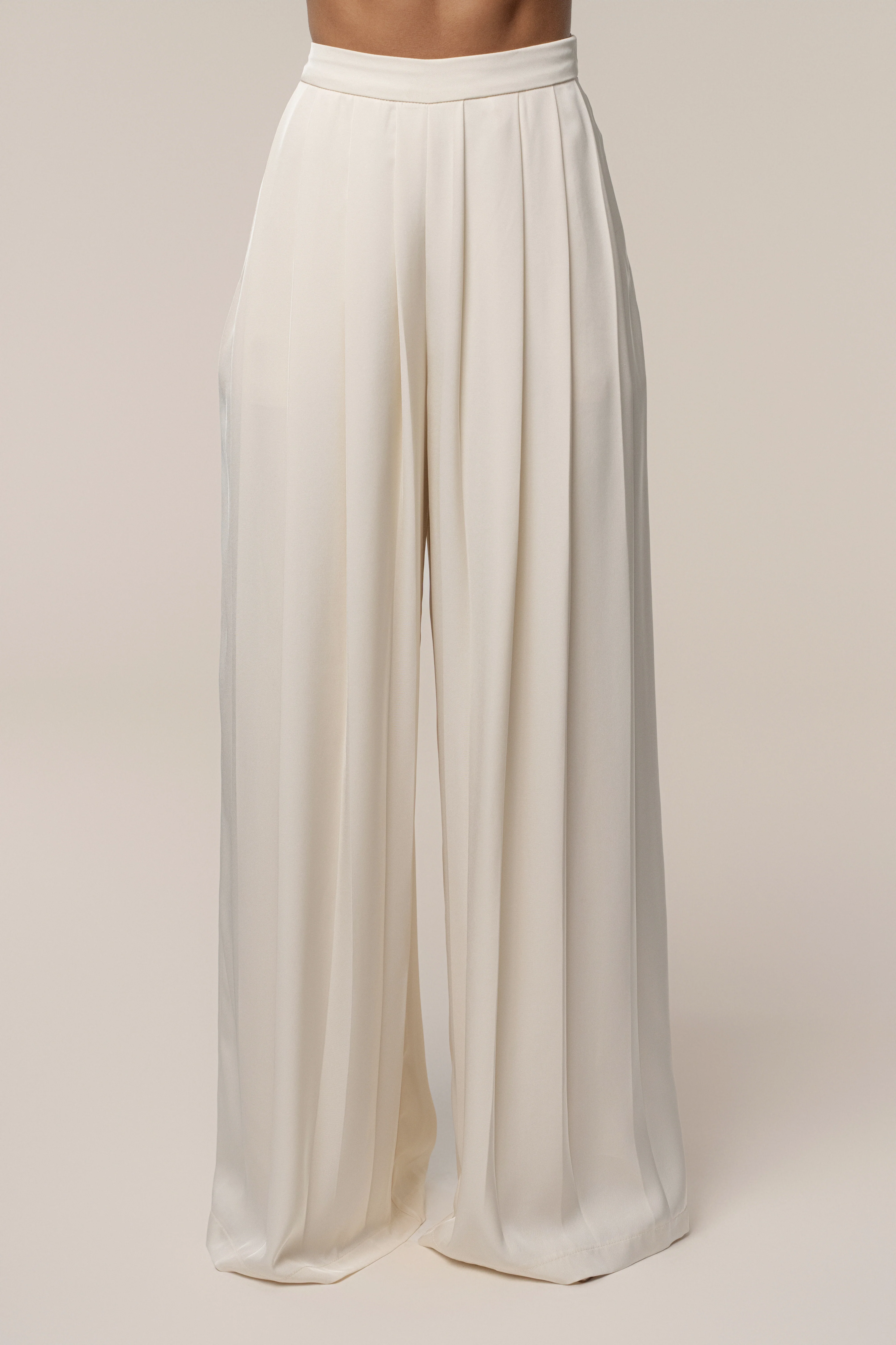 Buttercream Clara Wide Leg Pleated Trousers