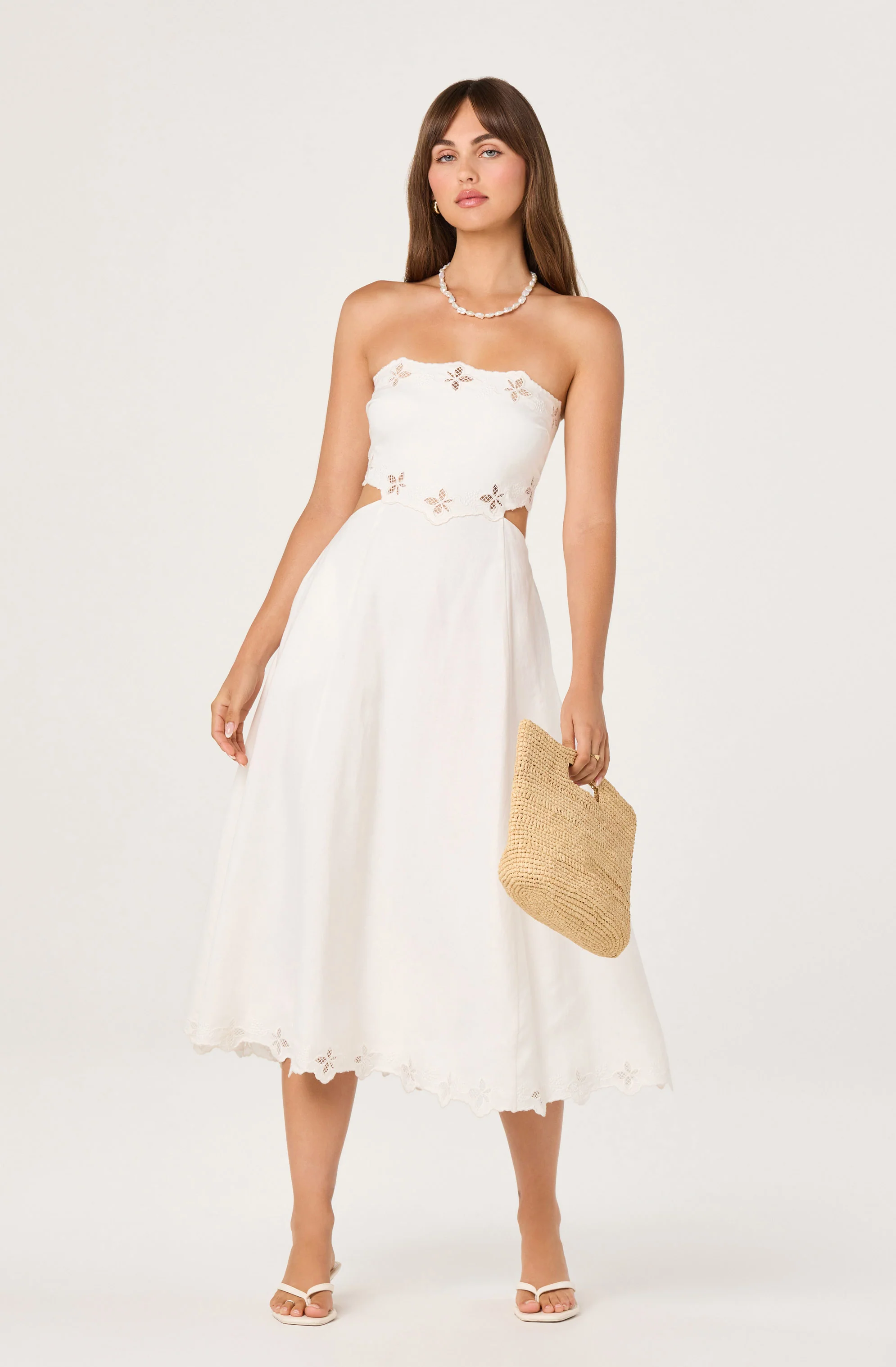 Shavonda Cutwork Open-Back Midi Dress