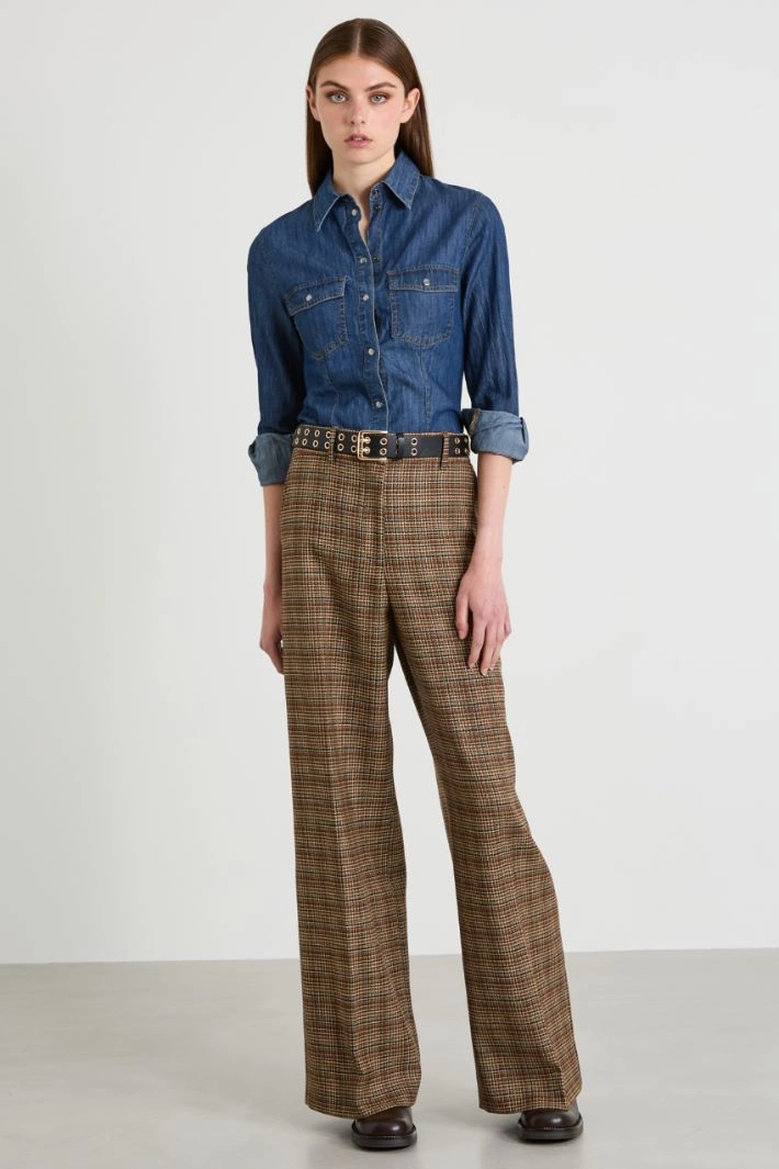 Lightweight denim slim shirt - BLUE