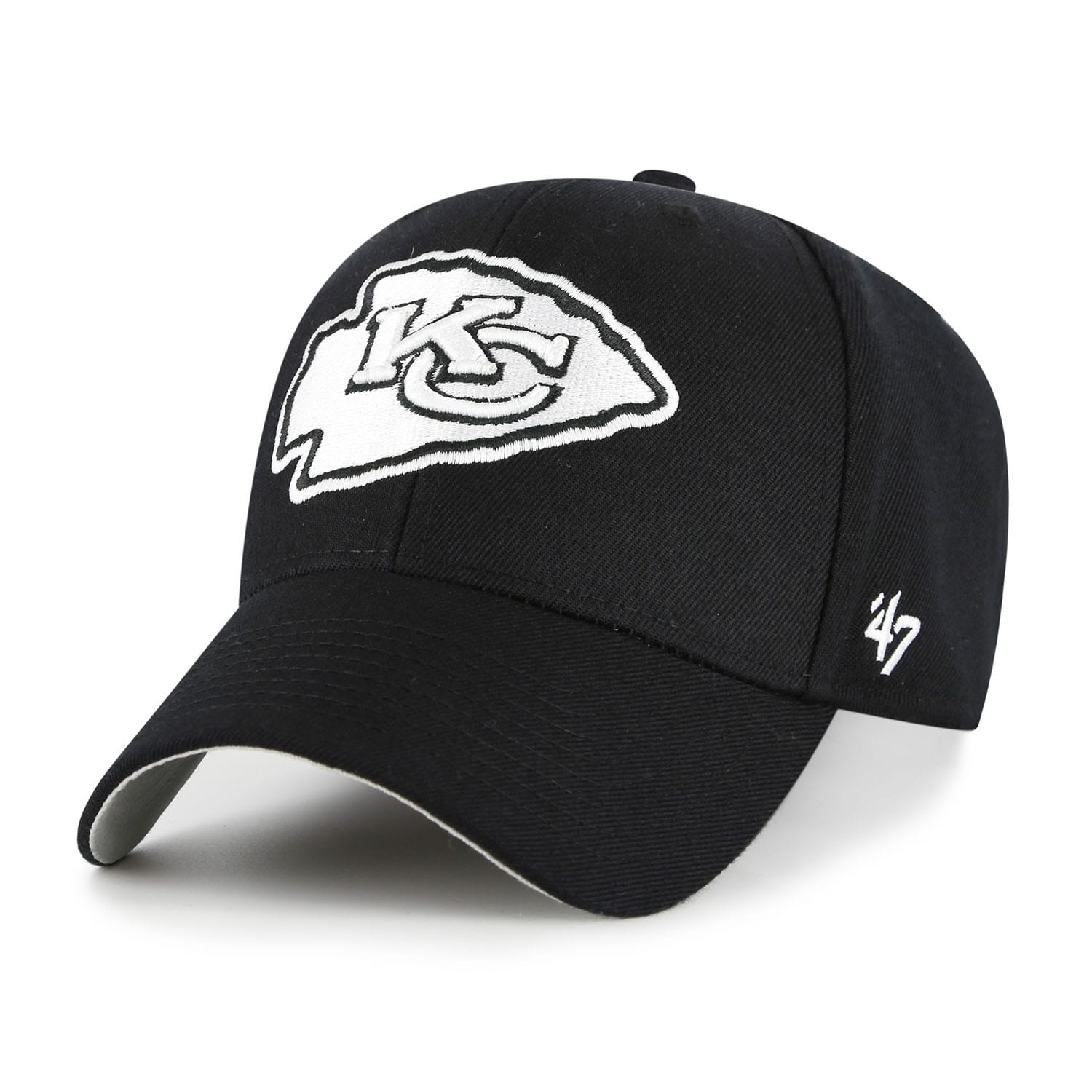 Kansas City Chiefs Black & White '47 MVP Adjustable NFL Cap Black