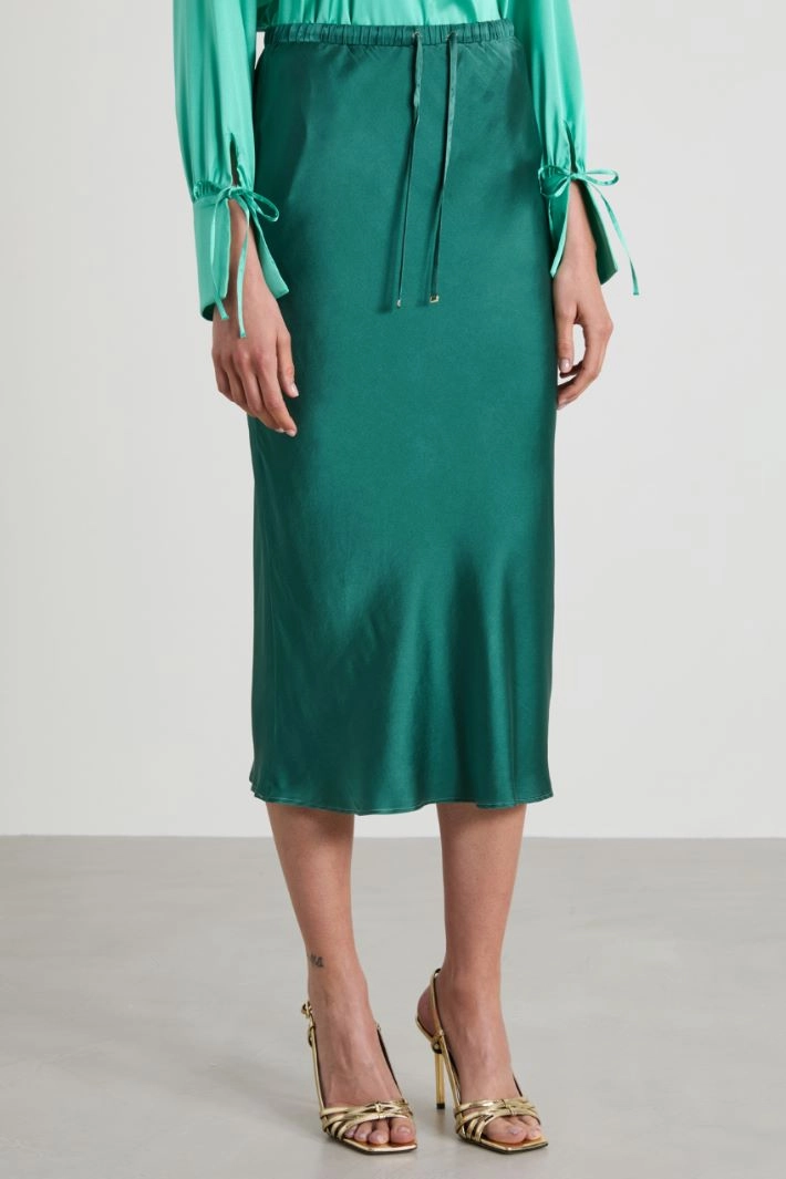 Silk satin skirt - GREEN
