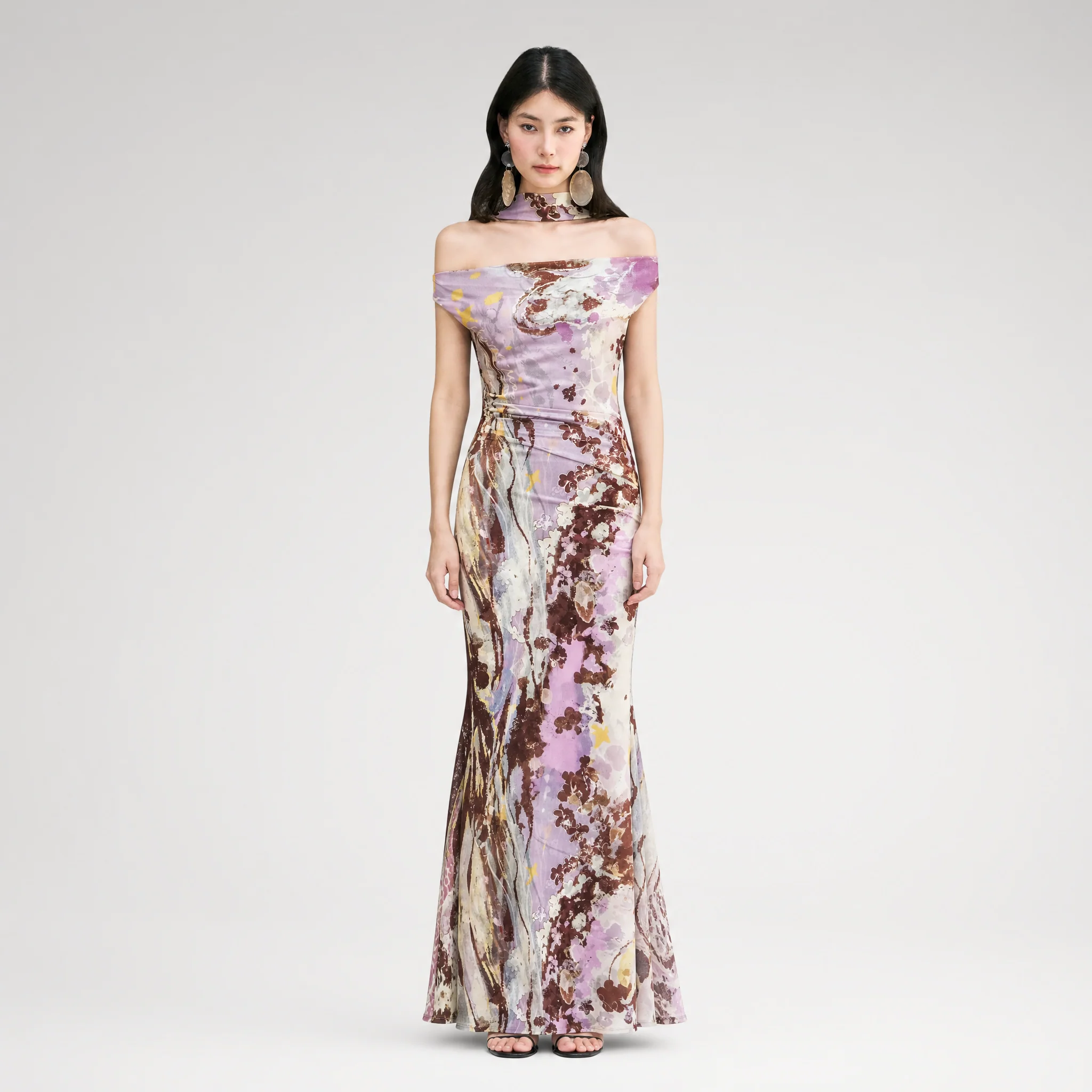 Hand-Painted Mesh Mermaid Dress